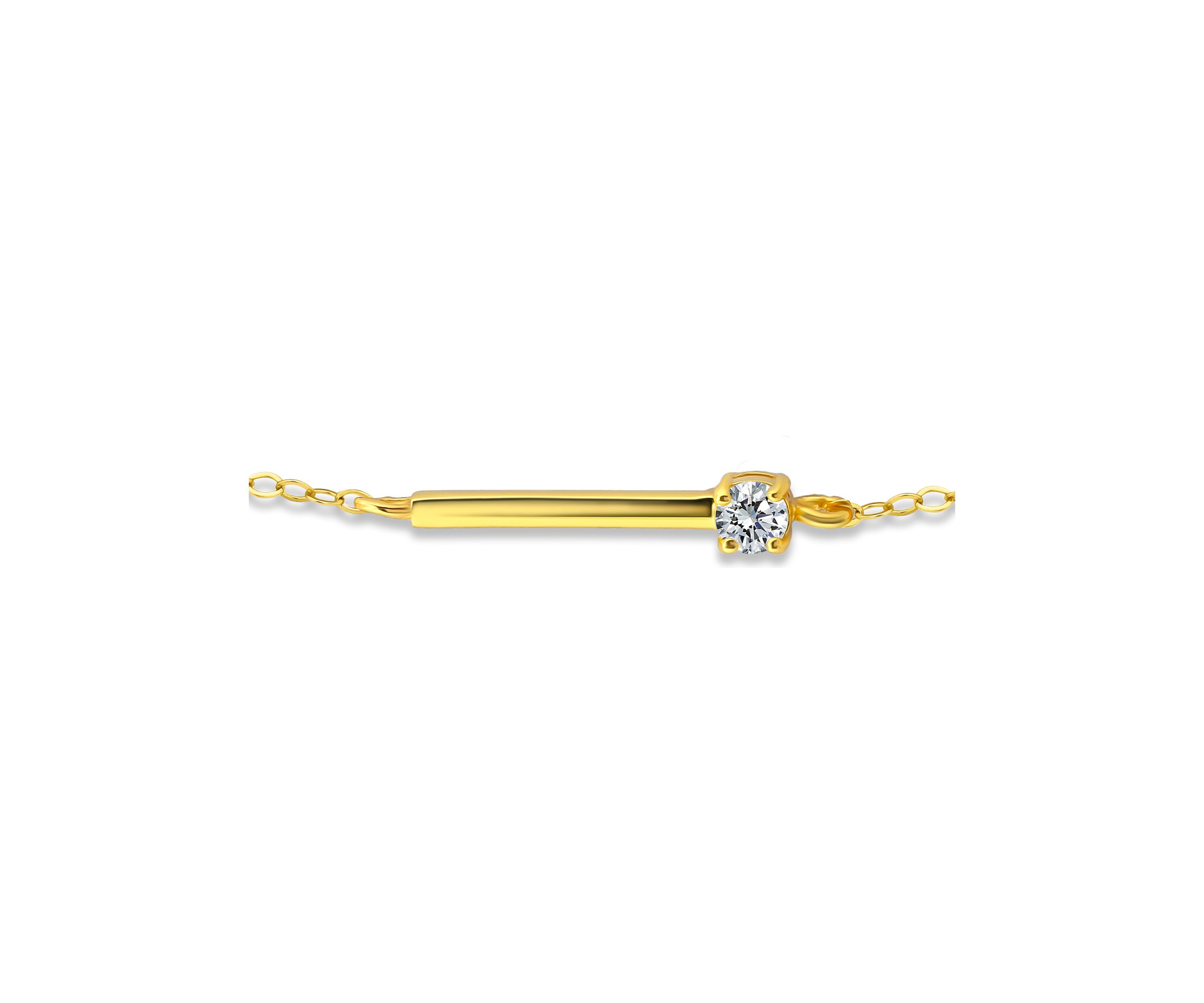 Sterling Silver Round Cubic Zirconia Bar Anklet