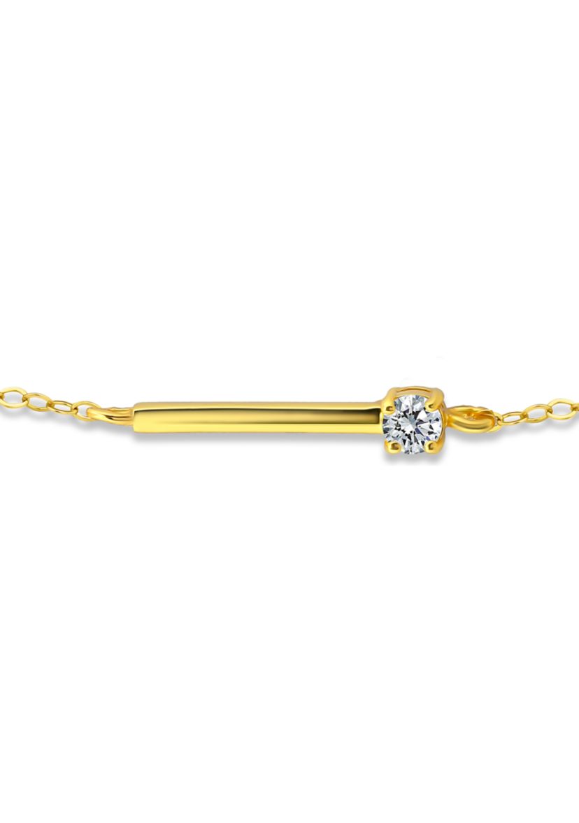 Sterling Silver Round Cubic Zirconia Bar Anklet