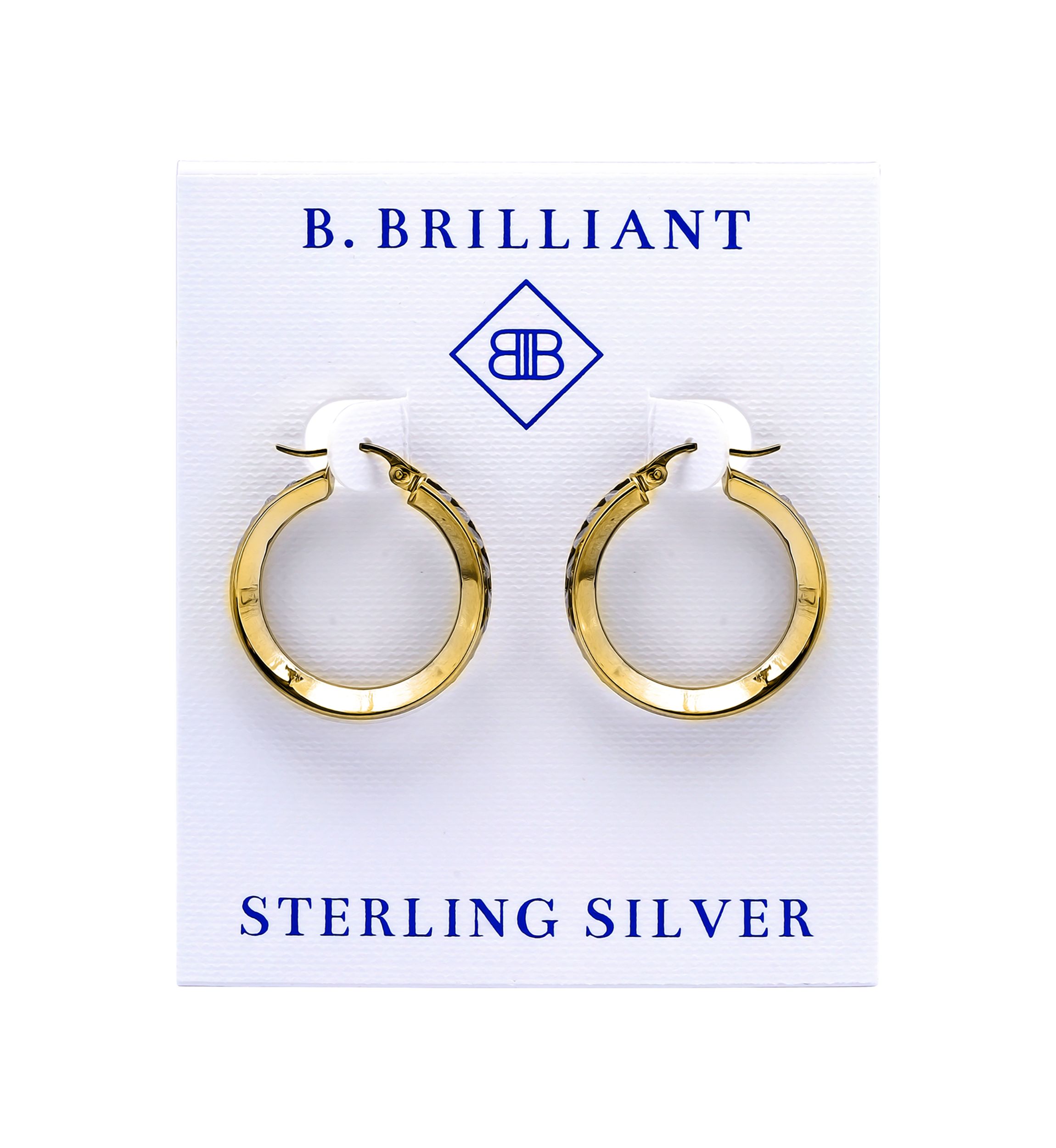 Sterling Silver Round Cubic Zirconia Channel Hoop Earrings