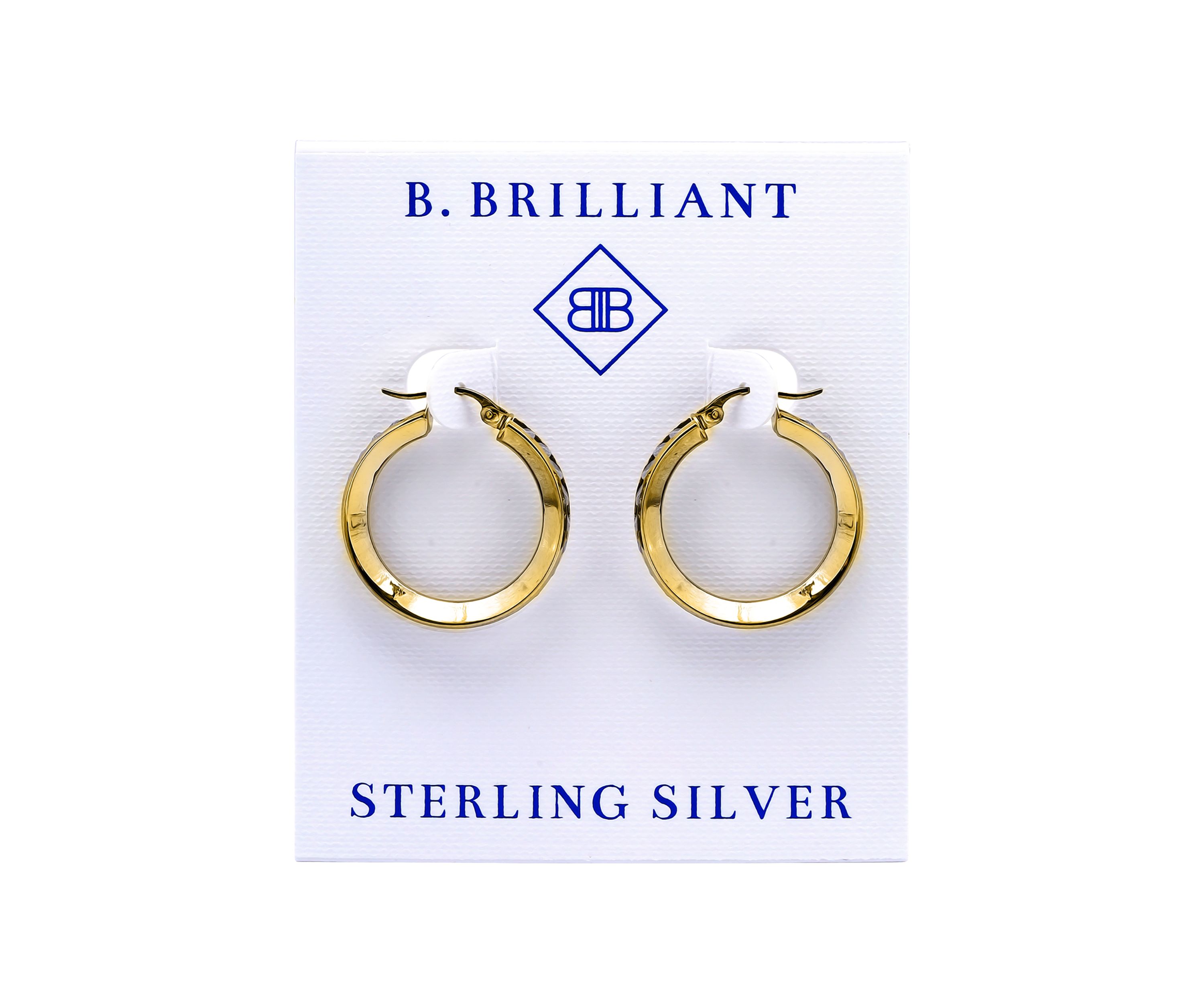 Sterling Silver Round Cubic Zirconia Channel Hoop Earrings