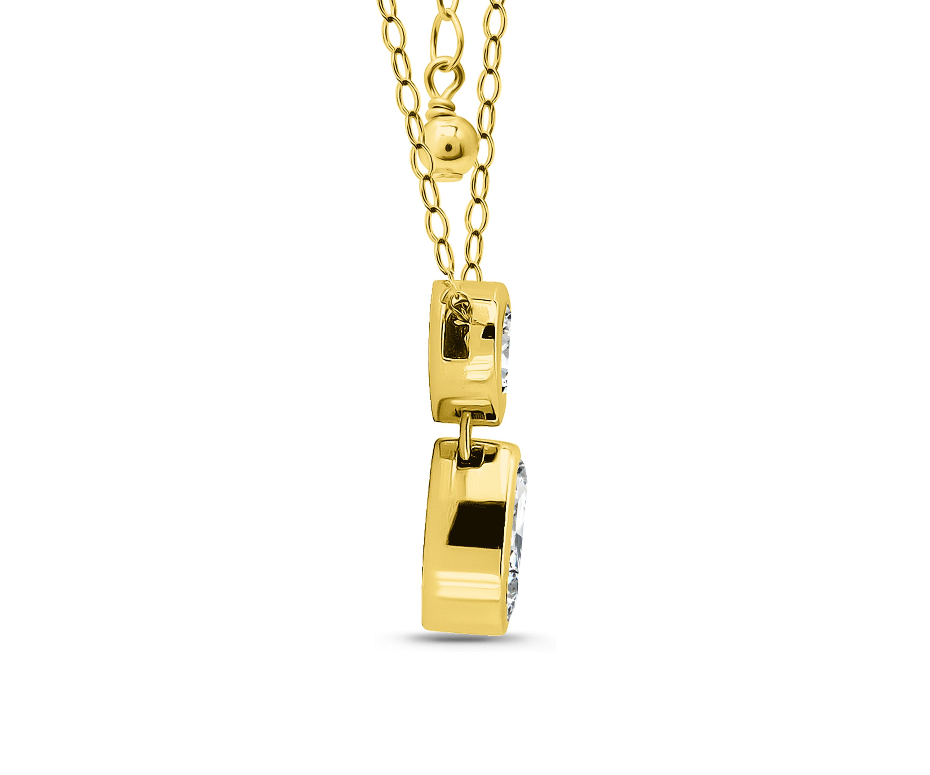 Sterling Silver Pear Cubic Zirconia Bezel Pendant Necklace