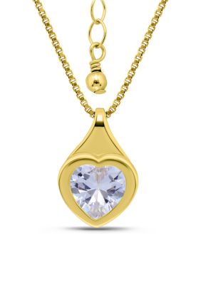 B.Brilliant Sterling Silver Bezel Heart Set Pendant Necklace