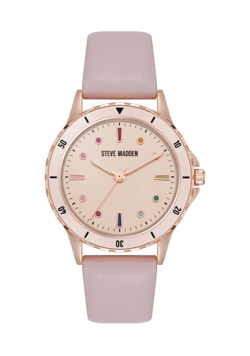  Womens Faux Leather Band Alloy Metal Watch