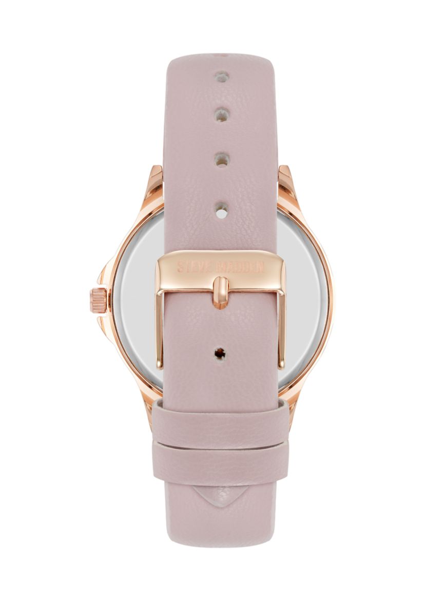  Womens Faux Leather Band Alloy Metal Watch