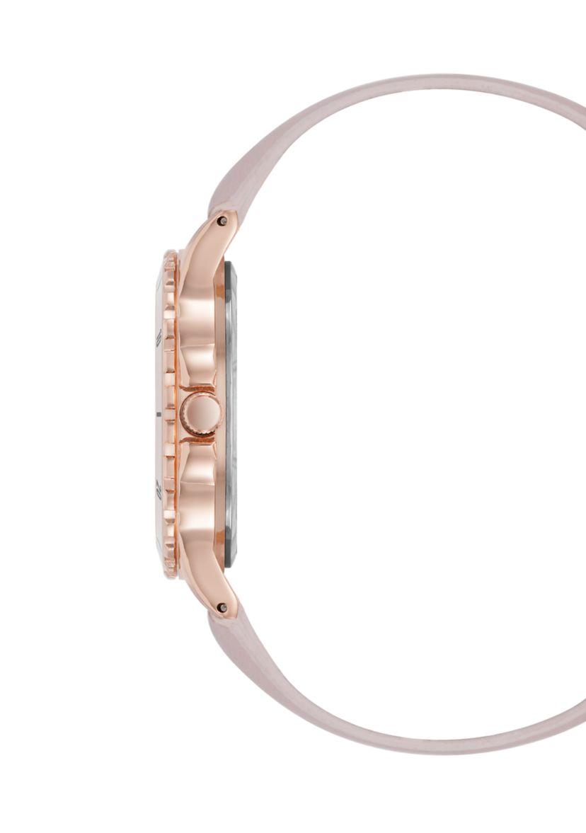  Womens Faux Leather Band Alloy Metal Watch