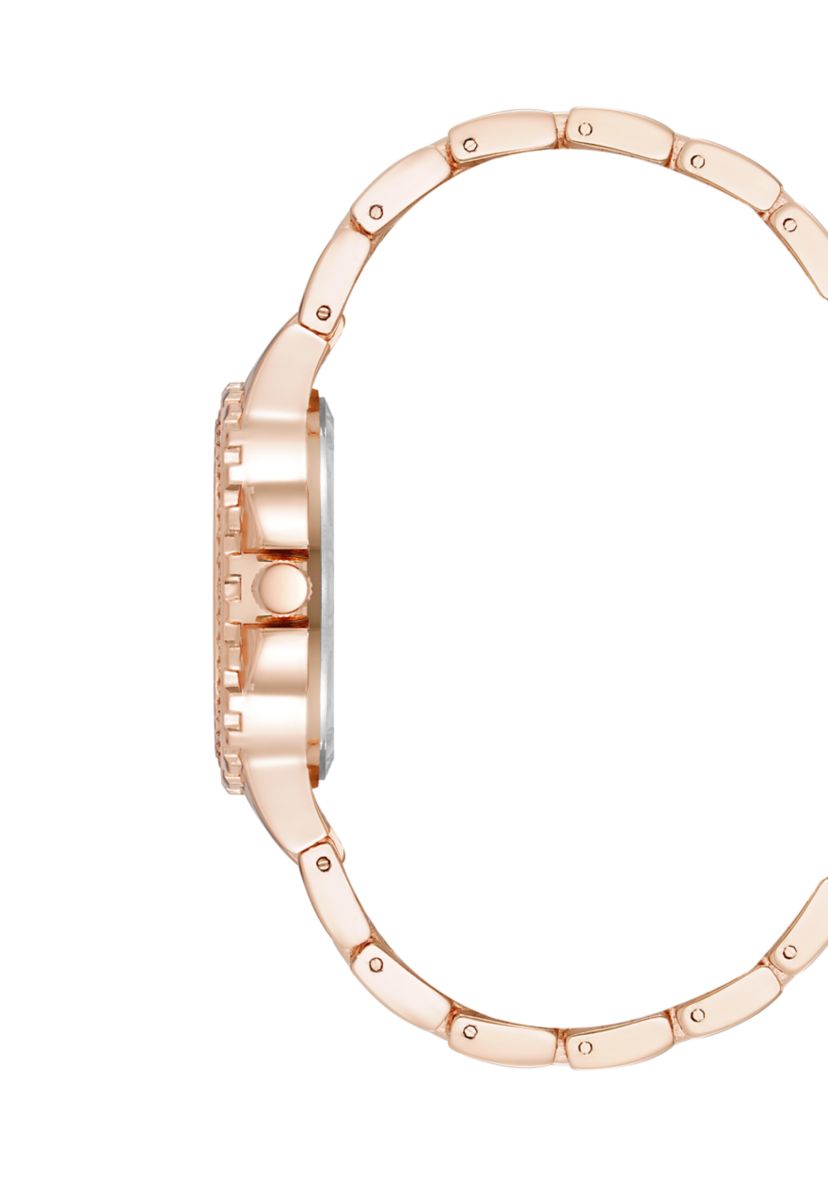 Charming Navy and Rose Gold-Tone Alloy Metal Bracelet Watch