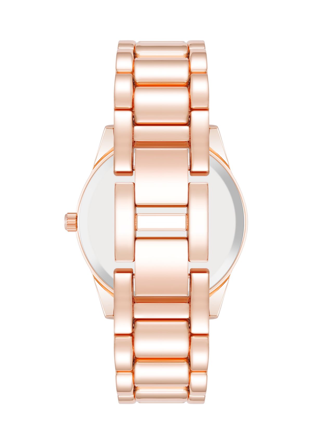 Coin Edge Hot Pink and Rose Gold Tone Alloy Metal Bracelet Watch