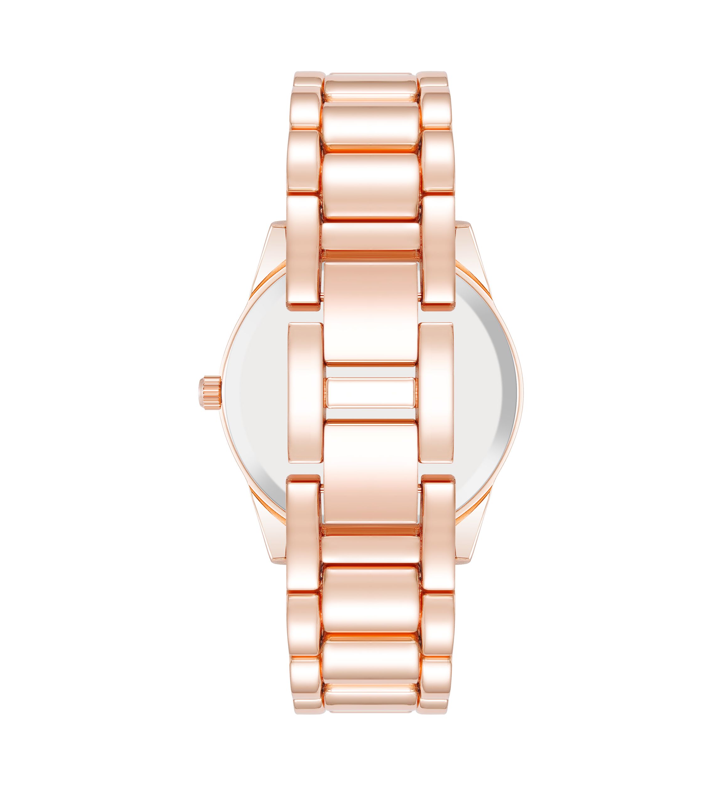 Coin Edge Hot Pink and Rose Gold Tone Alloy Metal Bracelet Watch