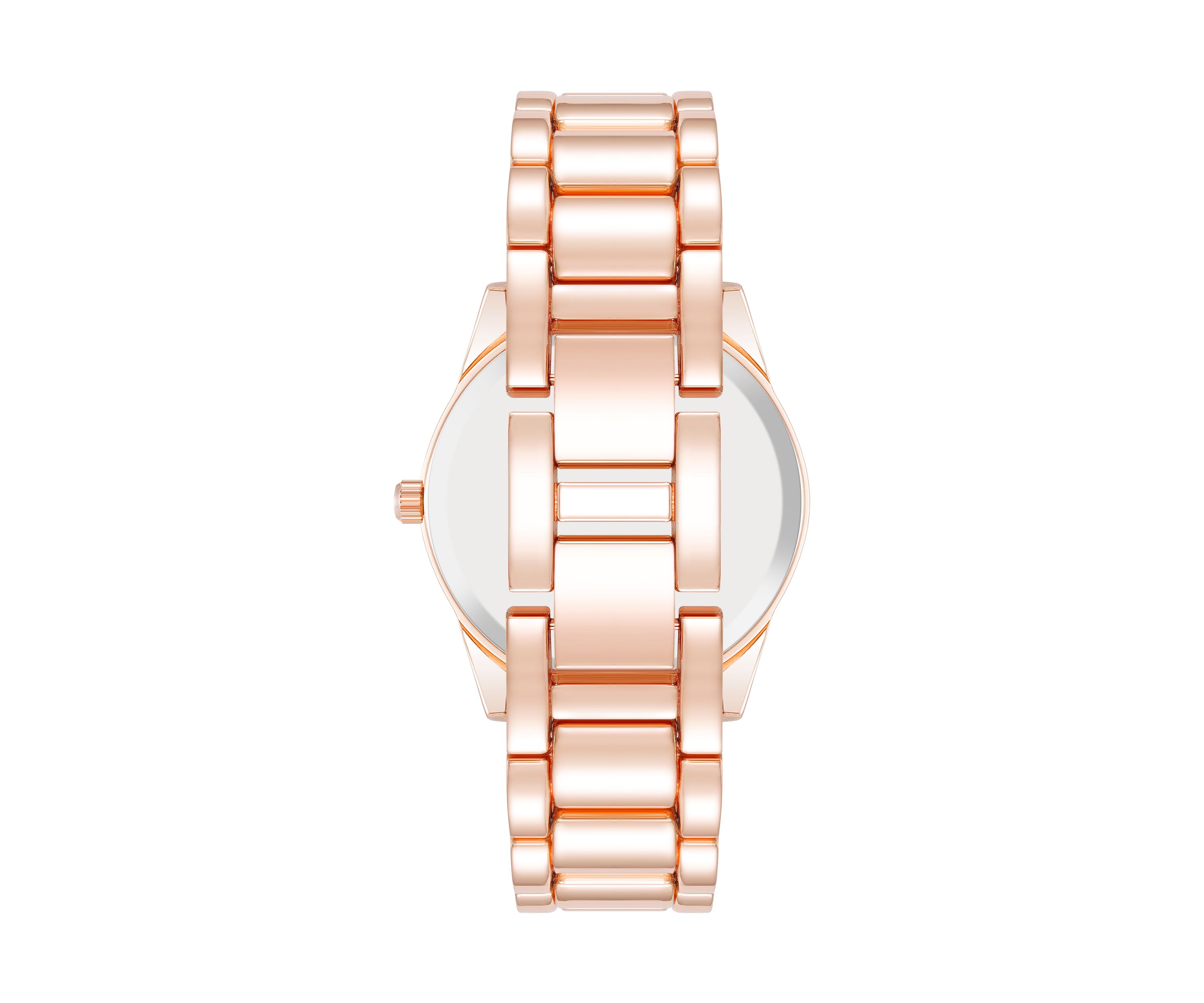 Coin Edge Hot Pink and Rose Gold Tone Alloy Metal Bracelet Watch