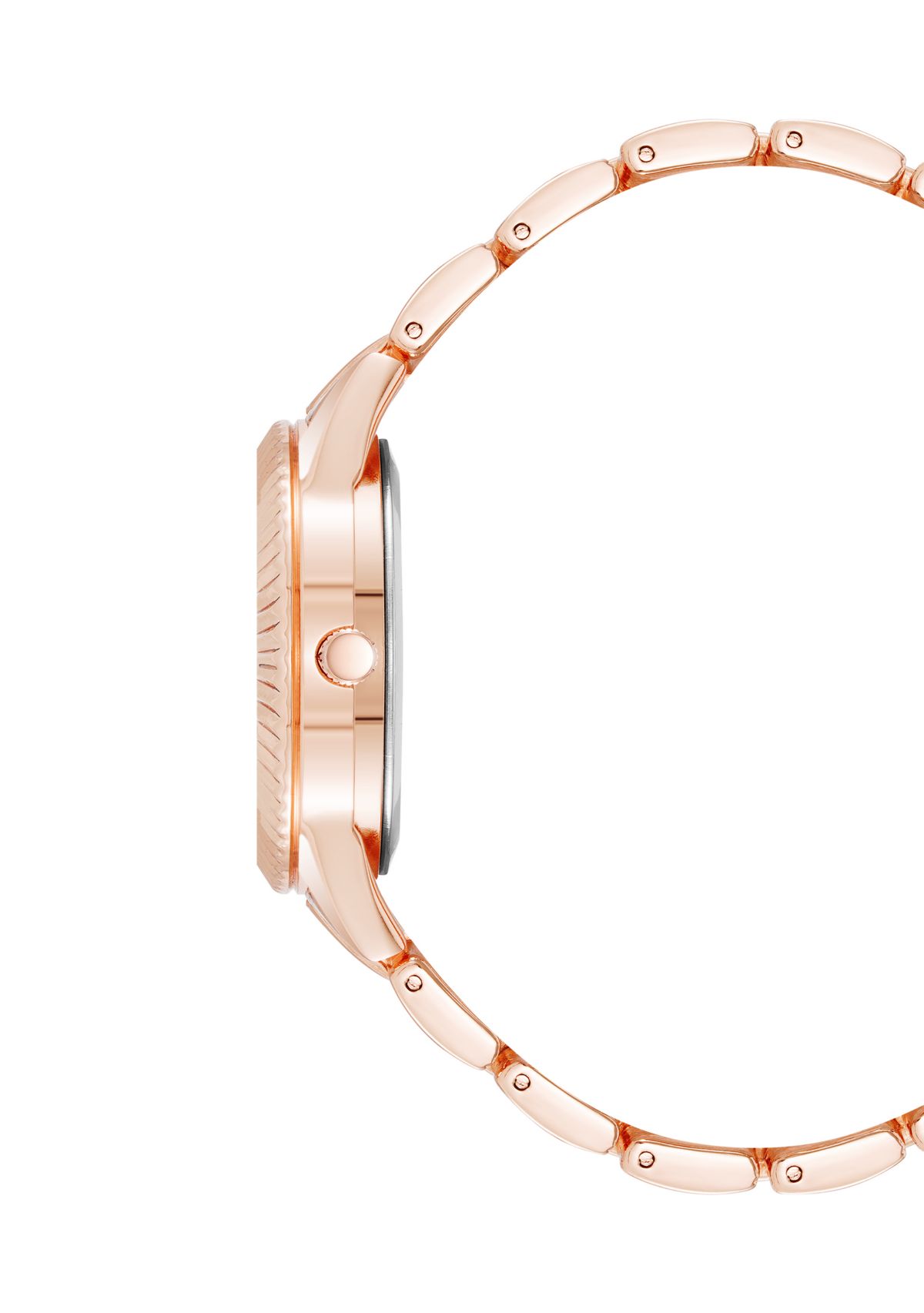 Coin Edge Hot Pink and Rose Gold Tone Alloy Metal Bracelet Watch