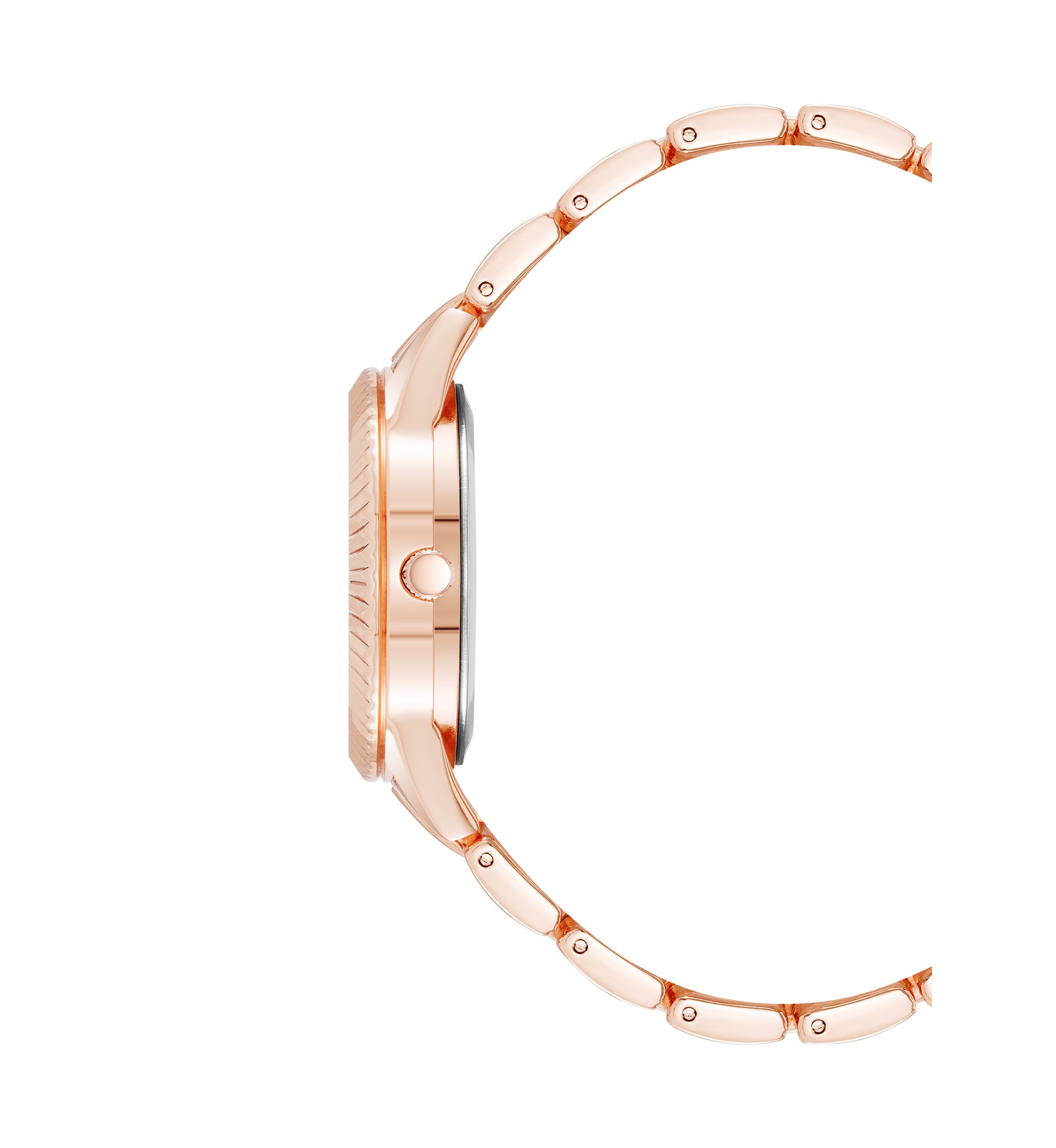 Coin Edge Hot Pink and Rose Gold Tone Alloy Metal Bracelet Watch