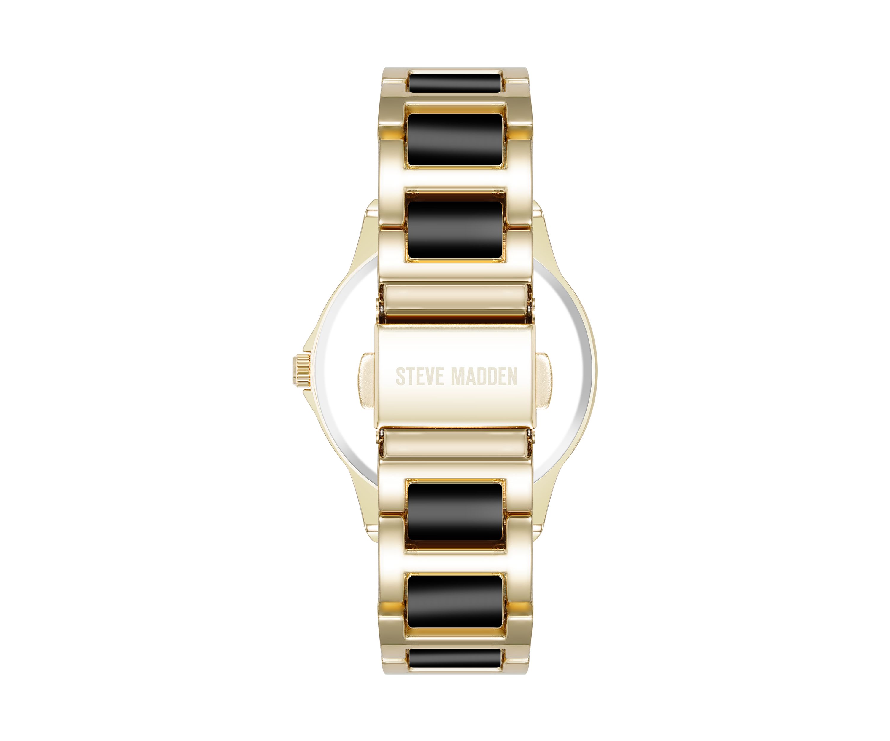 Signature Black Enamel and Gold-Tone Alloy Metal Bracelet Watch
