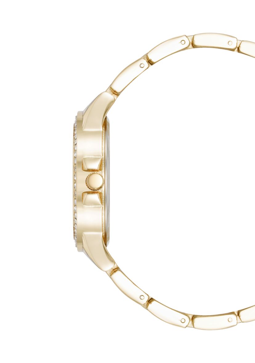 Signature Black Enamel and Gold-Tone Alloy Metal Bracelet Watch