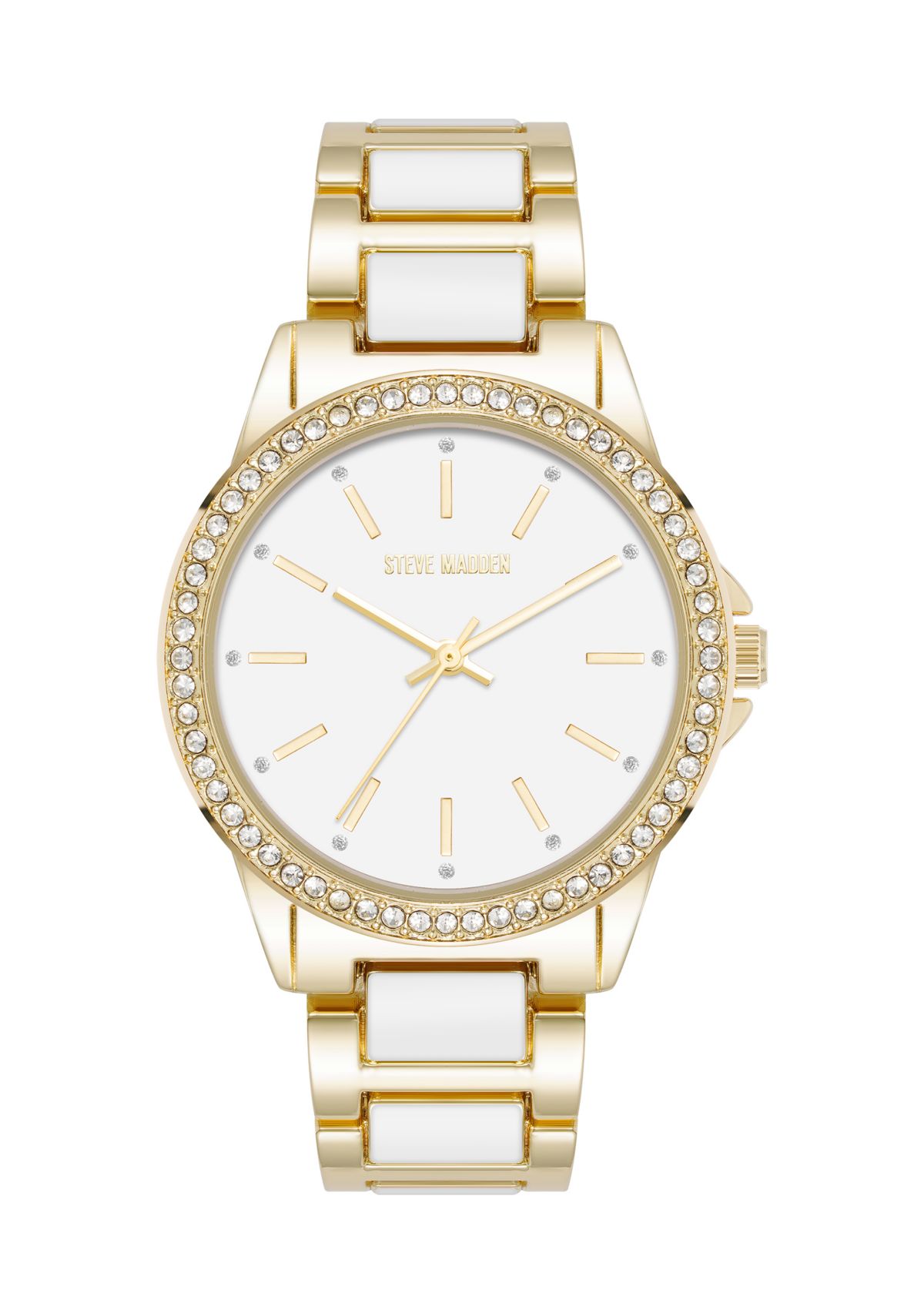 Signature White Enamel and Gold Tone Alloy Metal Bracelet Watch