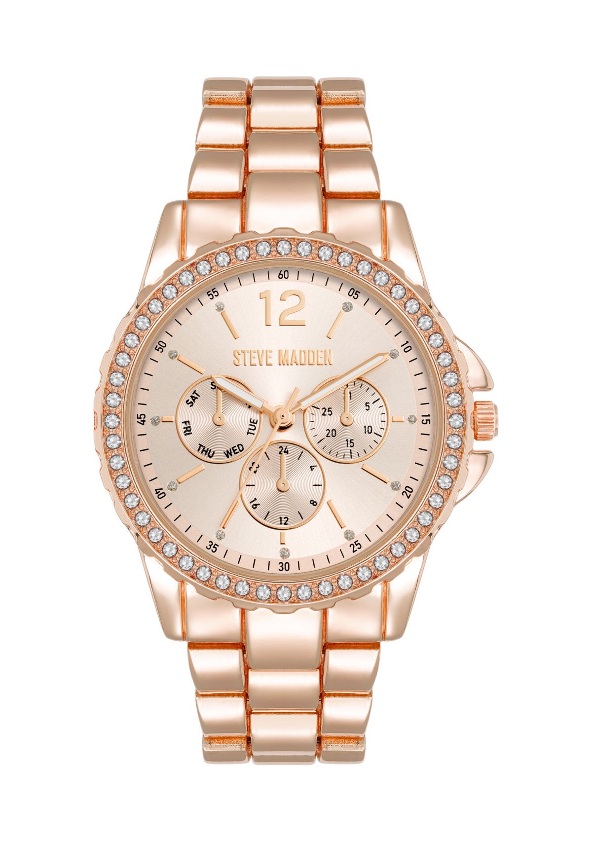 Modern Rose Gold Tone Alloy Metal Bracelet Watch