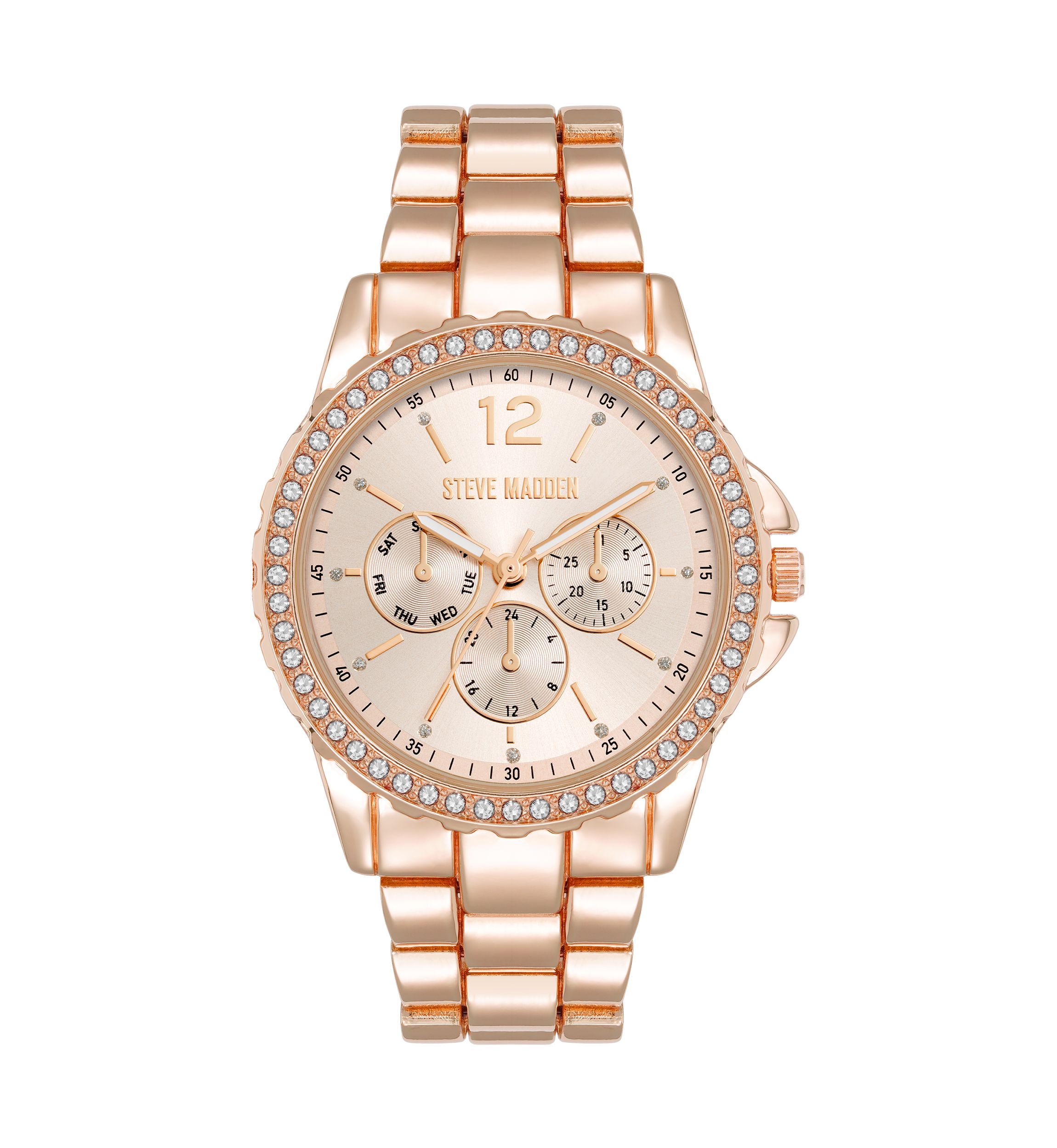 Modern Rose Gold Tone Alloy Metal Bracelet Watch