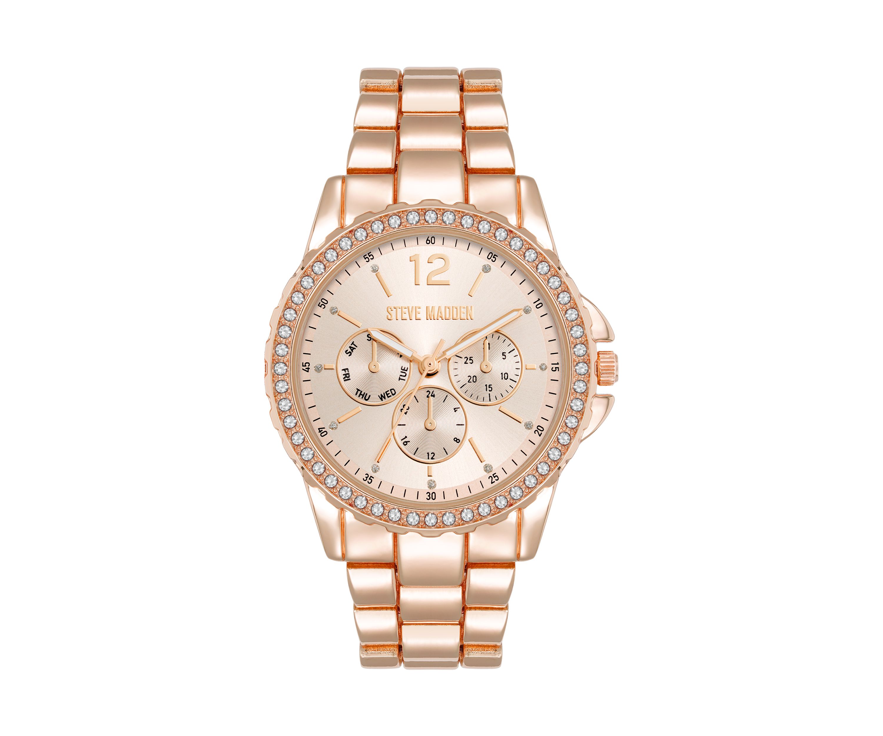 Modern Rose Gold Tone Alloy Metal Bracelet Watch