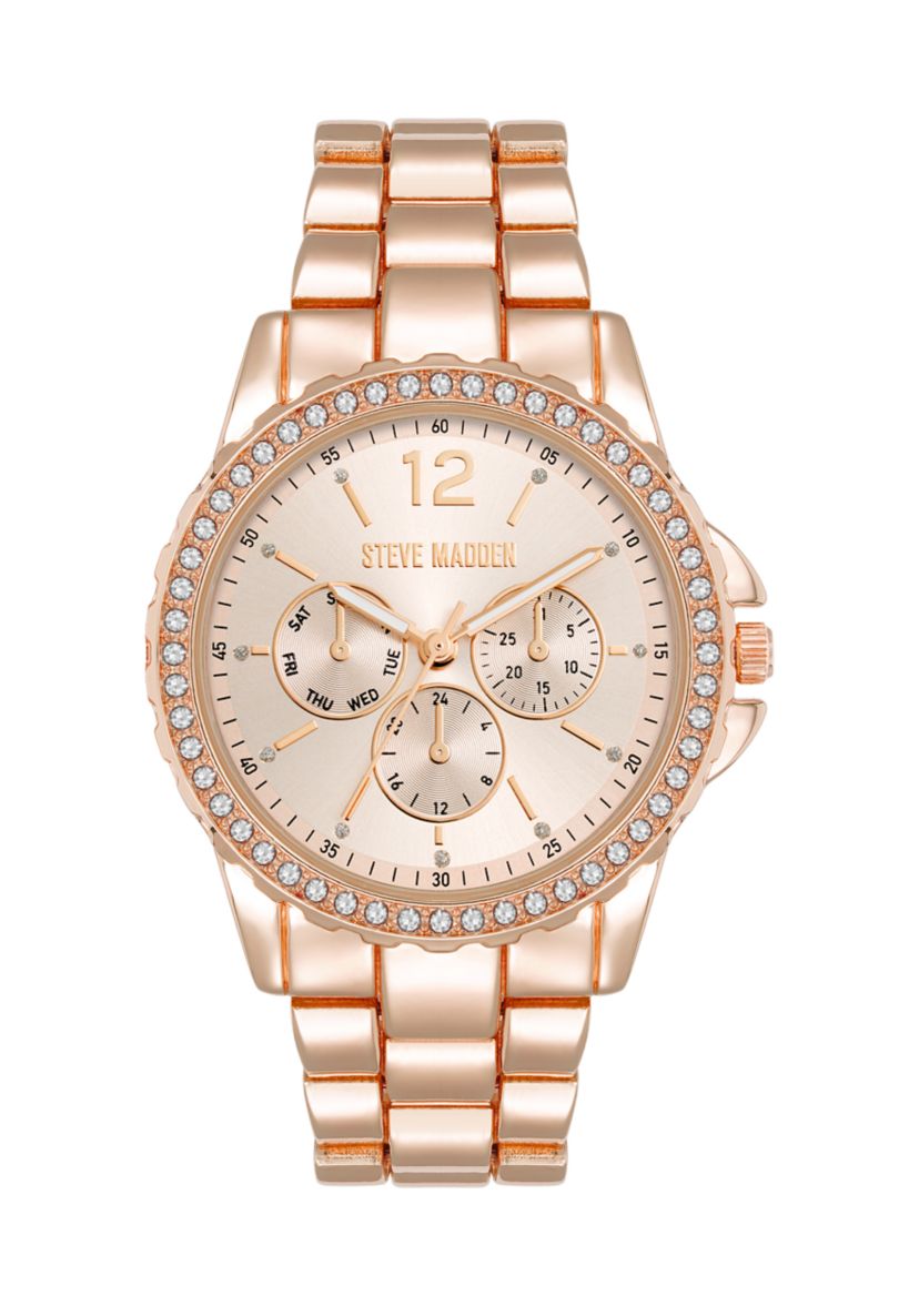 Modern Rose Gold Tone Alloy Metal Bracelet Watch