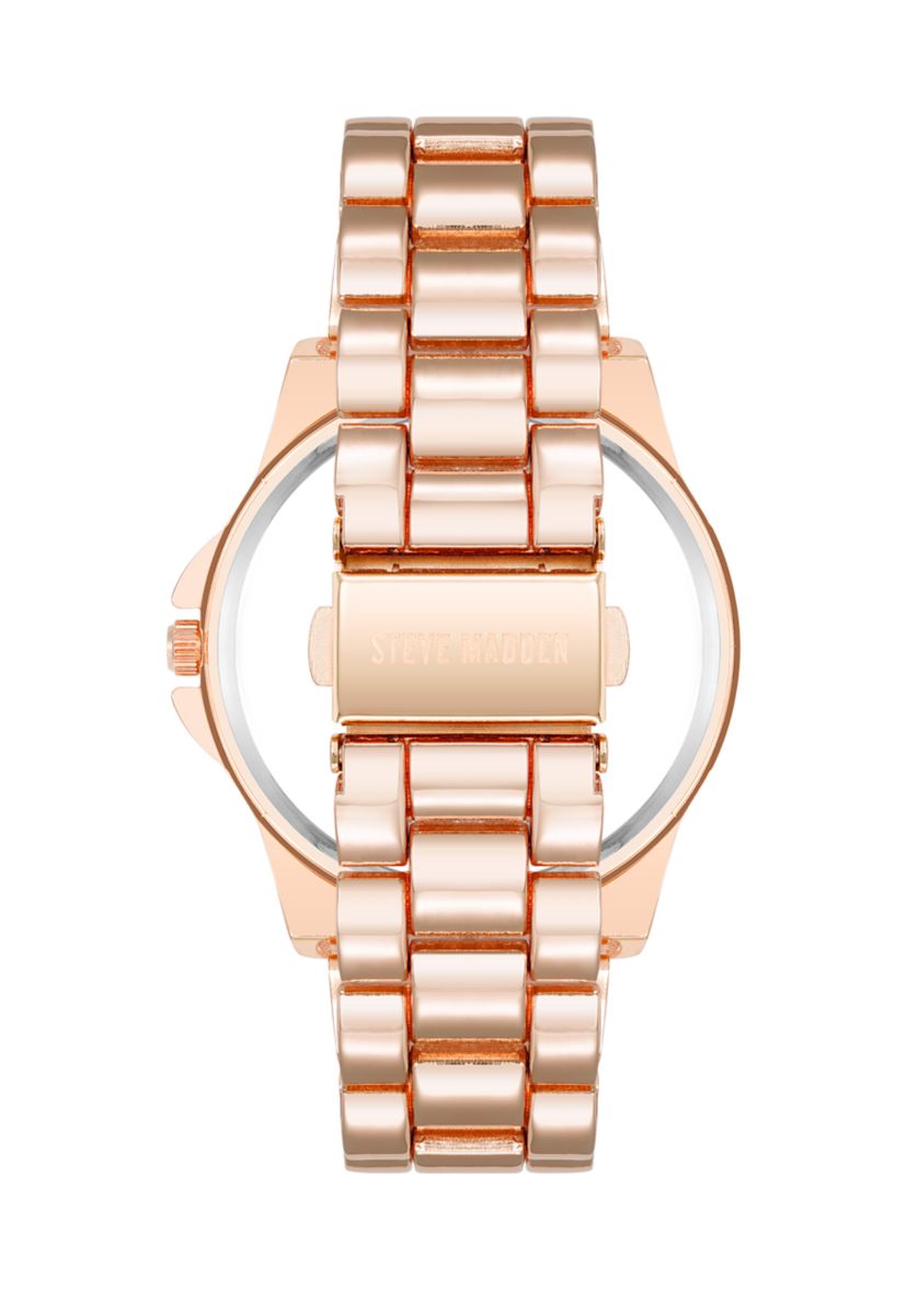 Modern Rose Gold Tone Alloy Metal Bracelet Watch