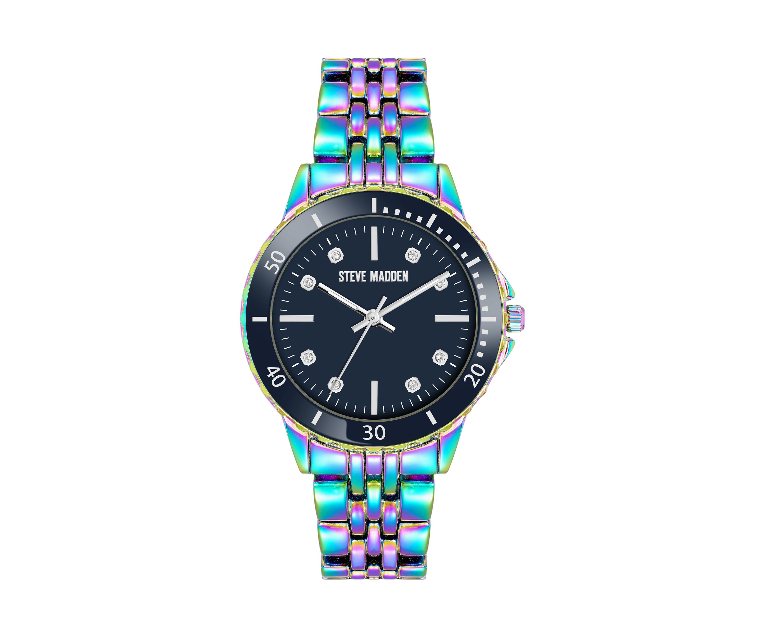 Essential Black and Rainbow Alloy Metal Bracelet Watch