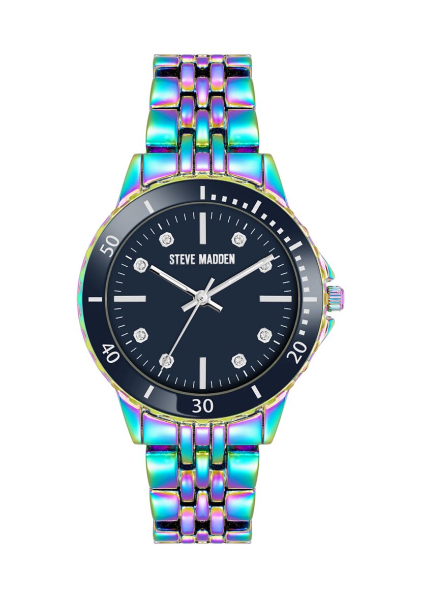 Essential Black and Rainbow Alloy Metal Bracelet Watch