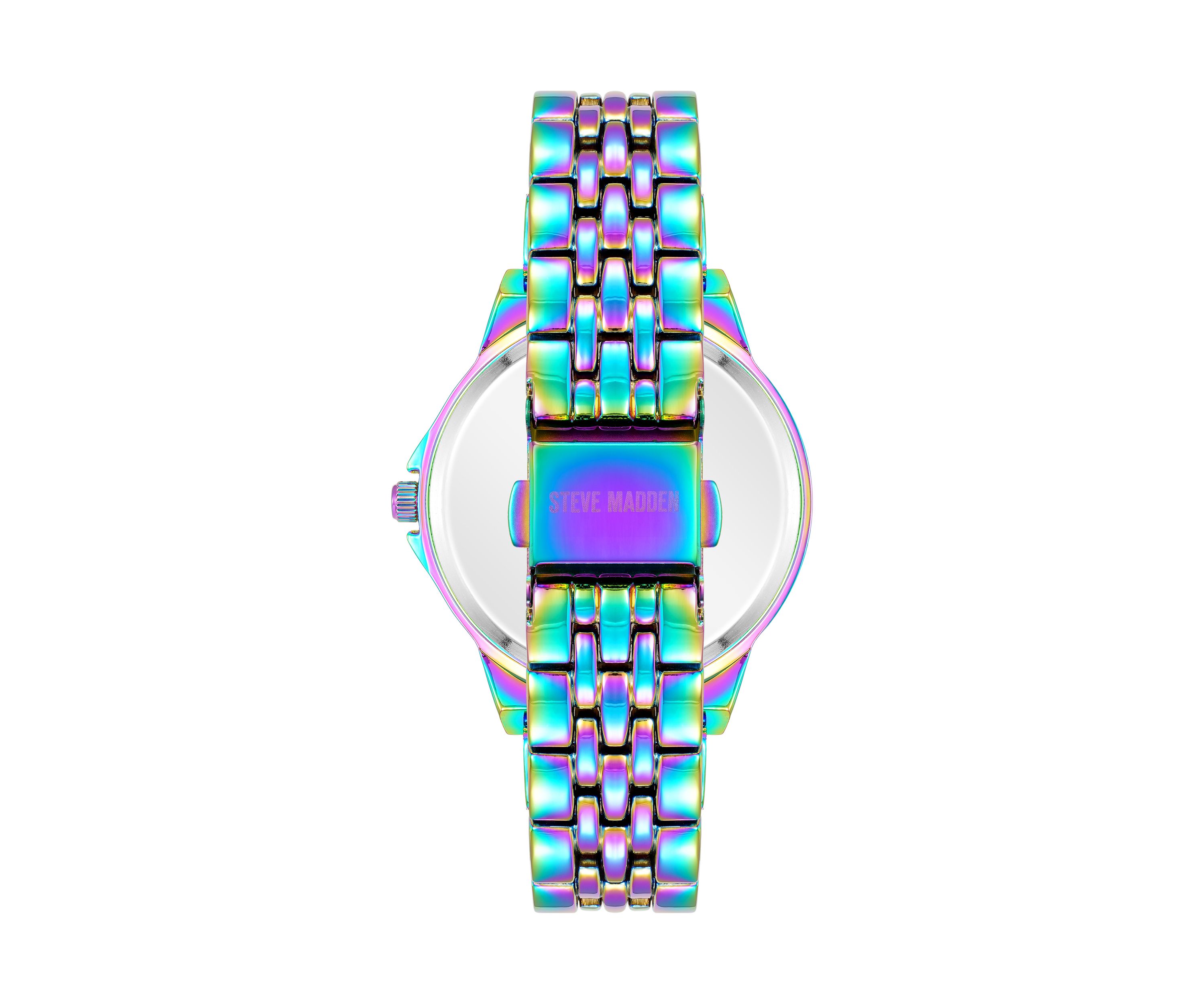 Essential Black and Rainbow Alloy Metal Bracelet Watch