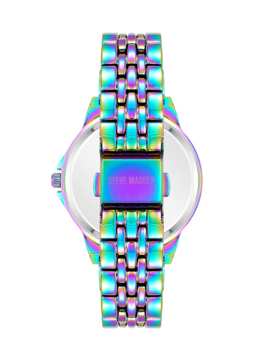 Essential Black and Rainbow Alloy Metal Bracelet Watch