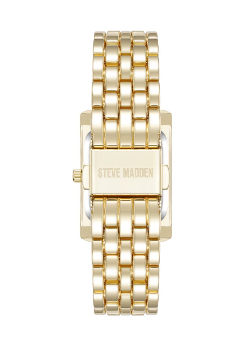  Crystal Accented Gold Tone Bracelet Watch