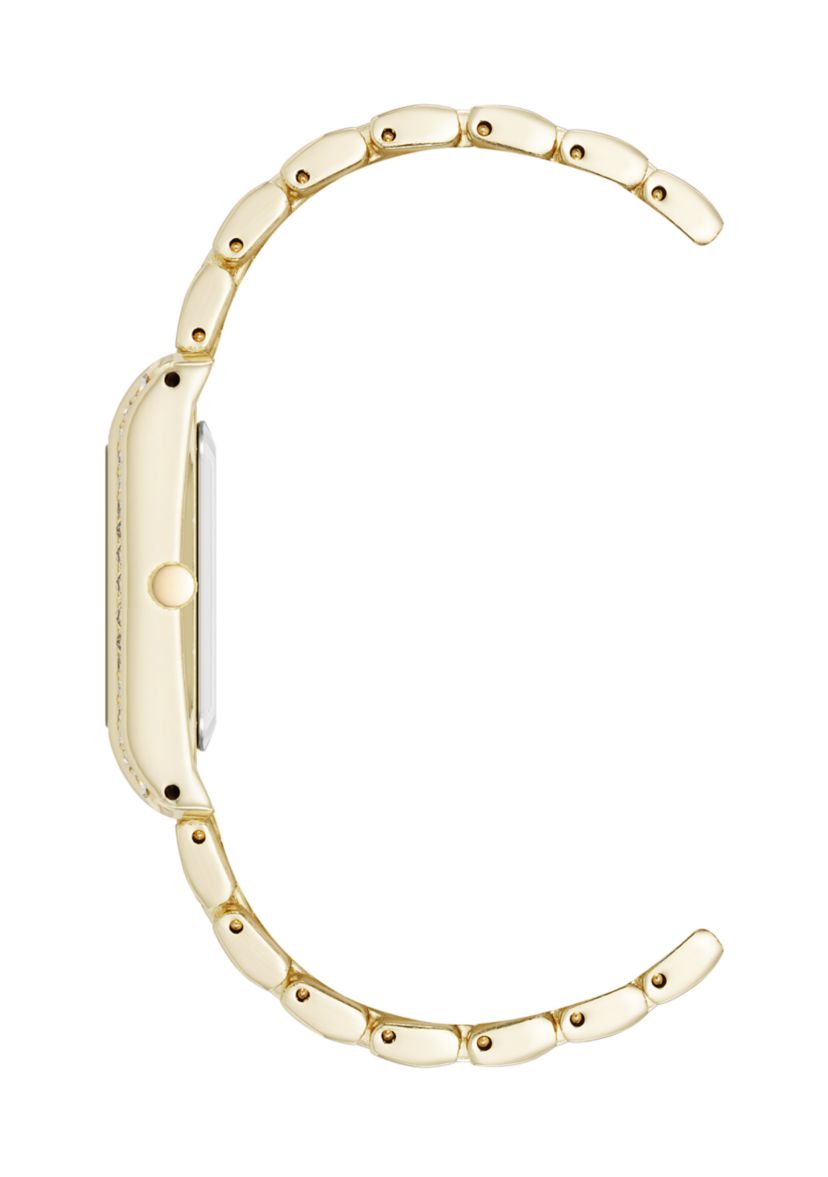  Crystal Accented Gold Tone Bracelet Watch