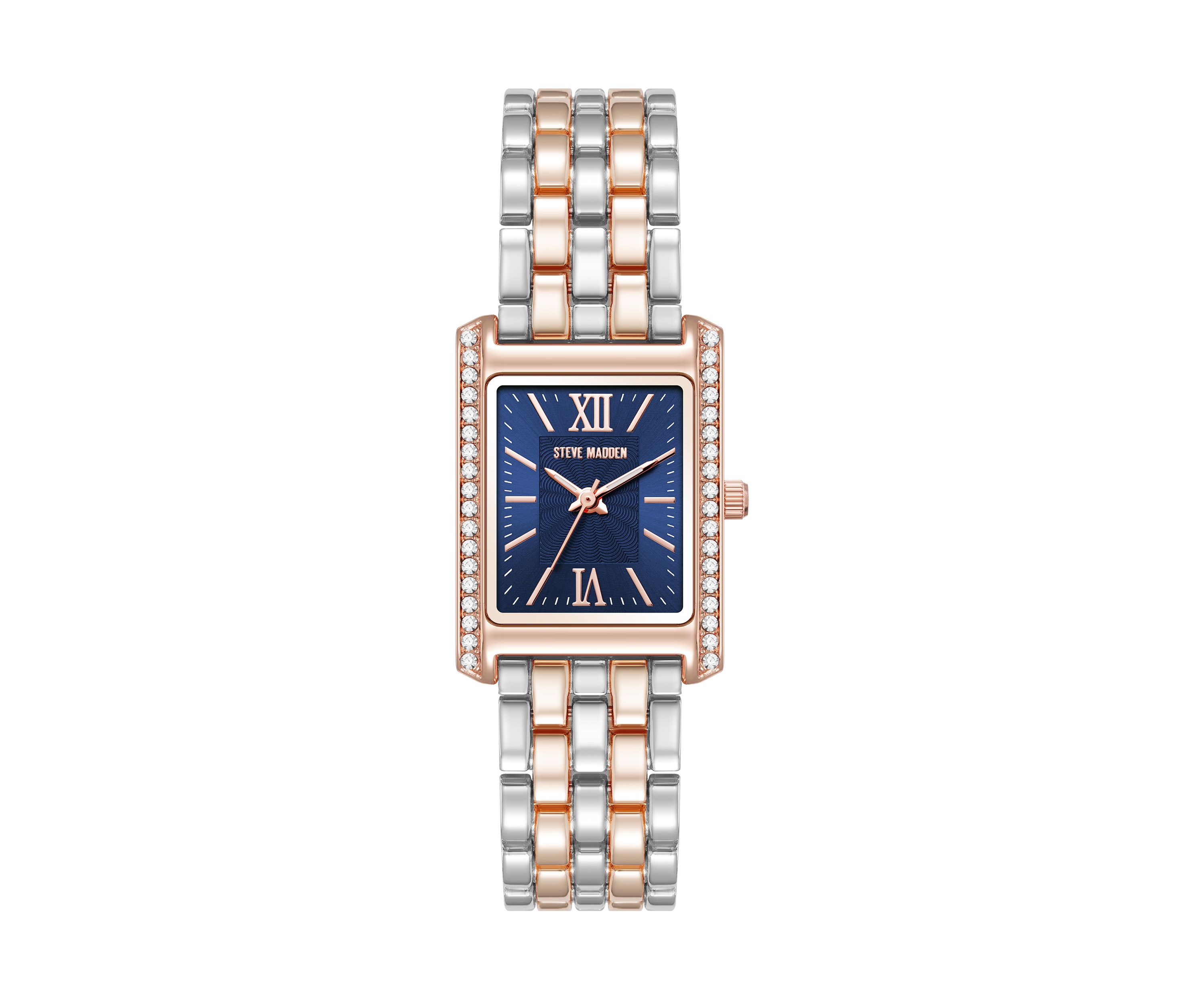 Womens Crystal Accented Two Tone Bracelet Watch