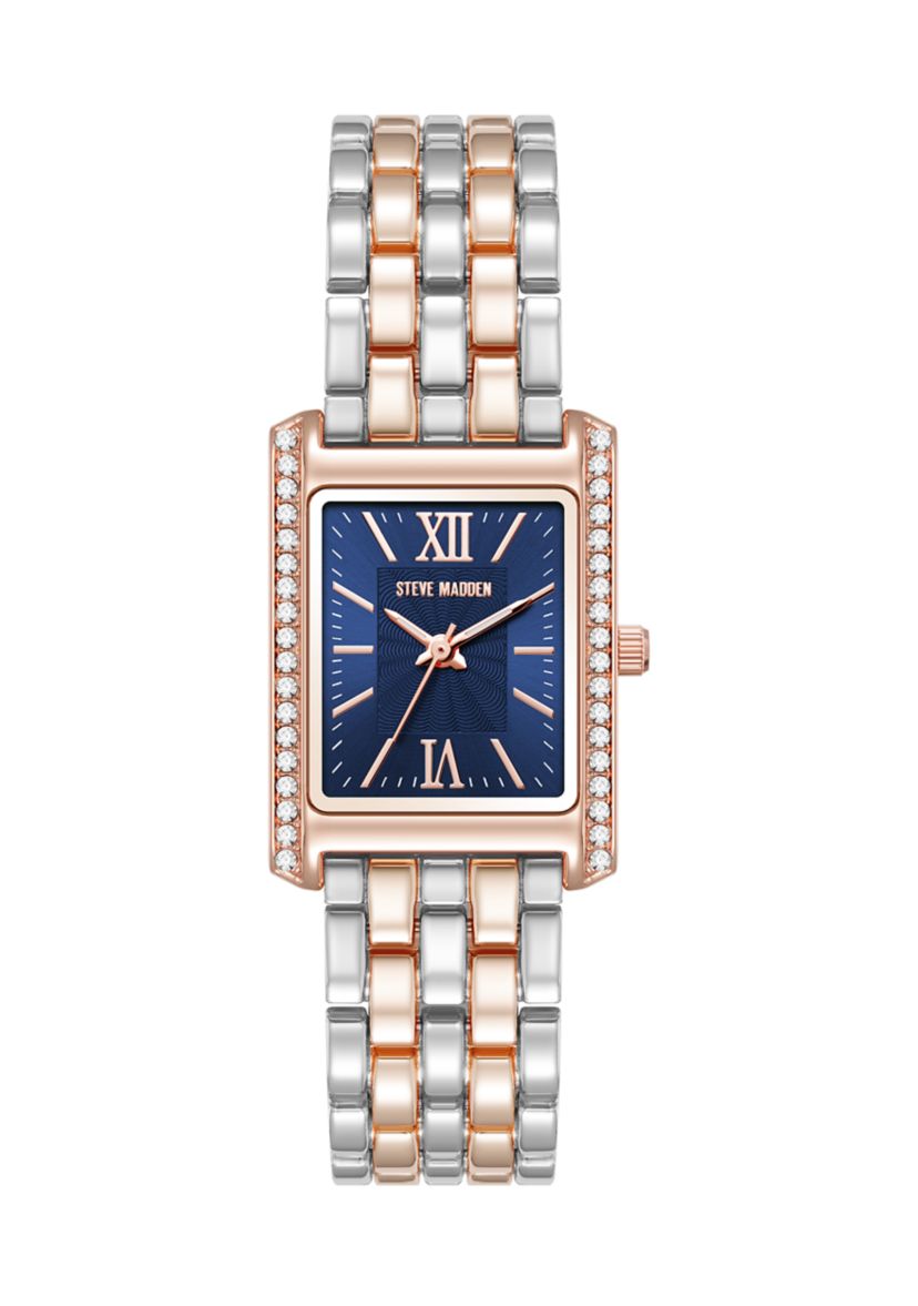 Womens Crystal Accented Two Tone Bracelet Watch