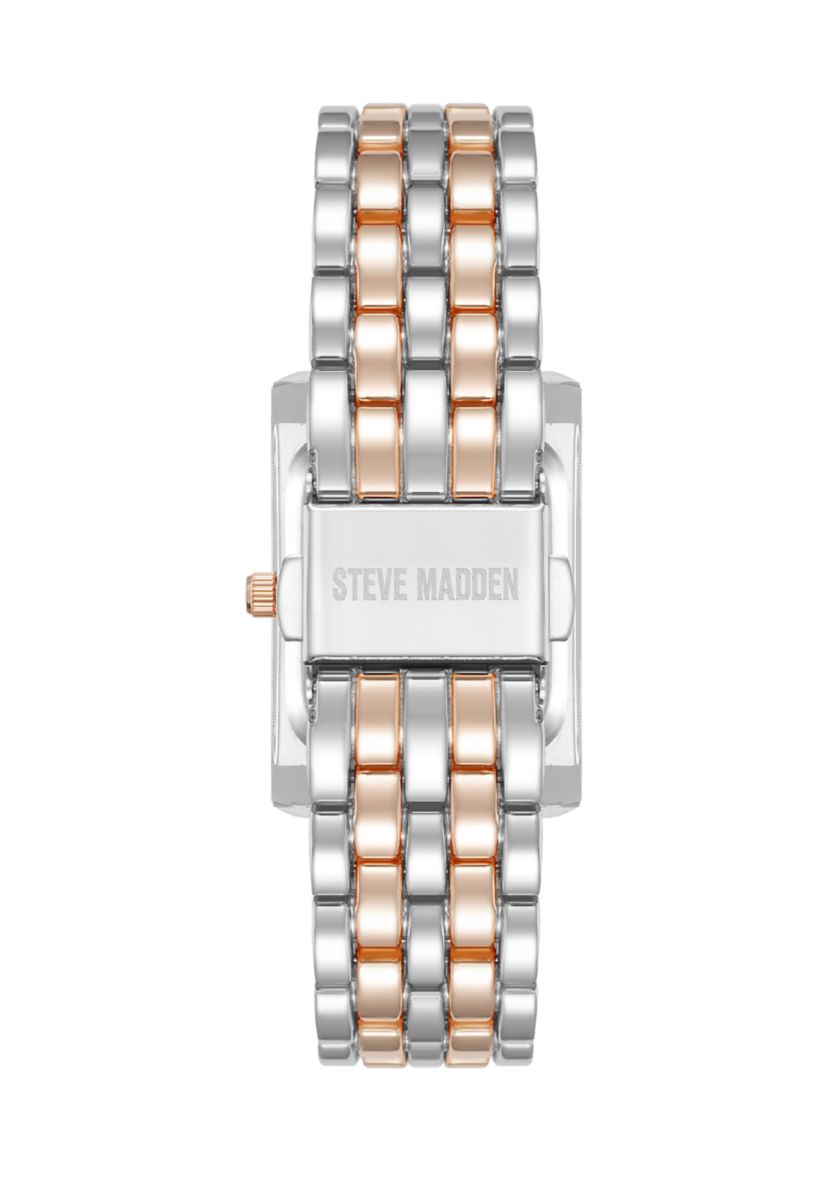 Womens Crystal Accented Two Tone Bracelet Watch