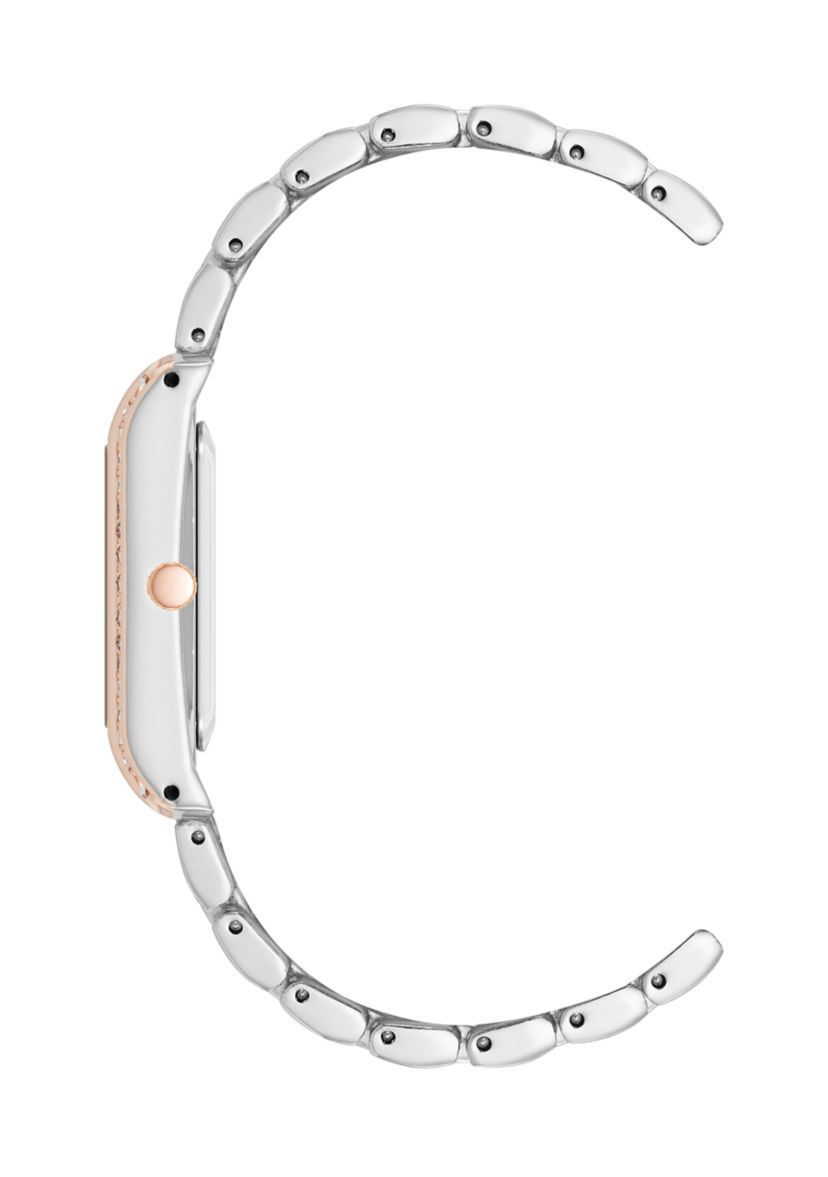 Womens Crystal Accented Two Tone Bracelet Watch