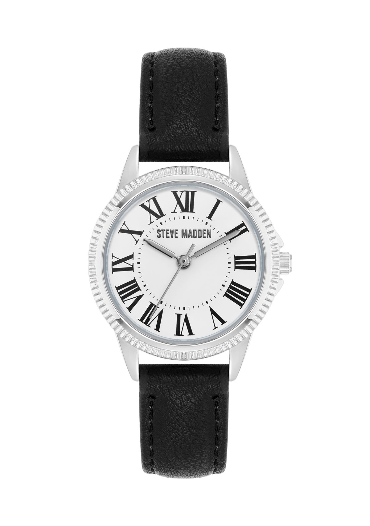Premium Roman Numeral Black PU Leather Band Watch