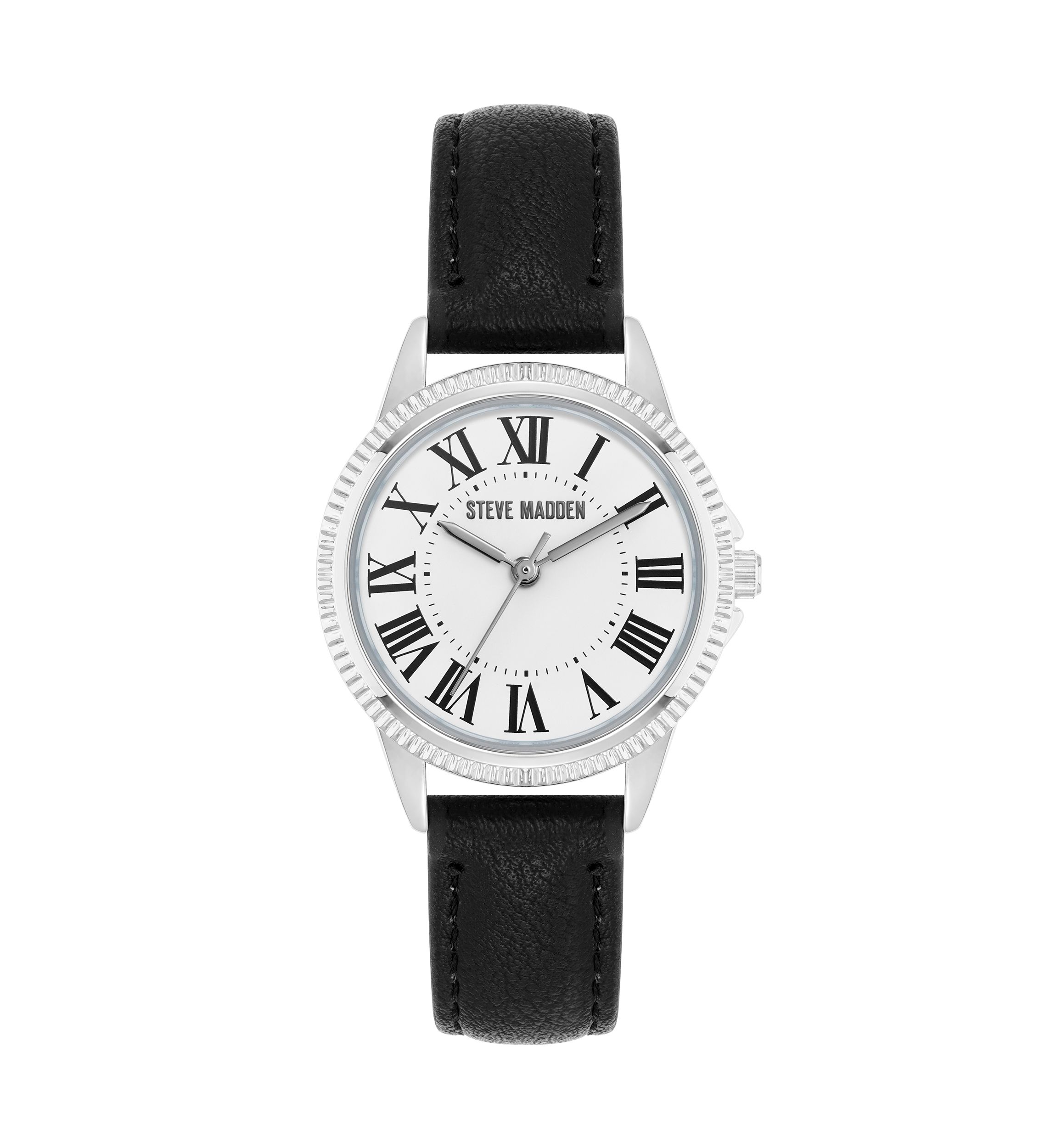 Premium Roman Numeral Black PU Leather Band Watch