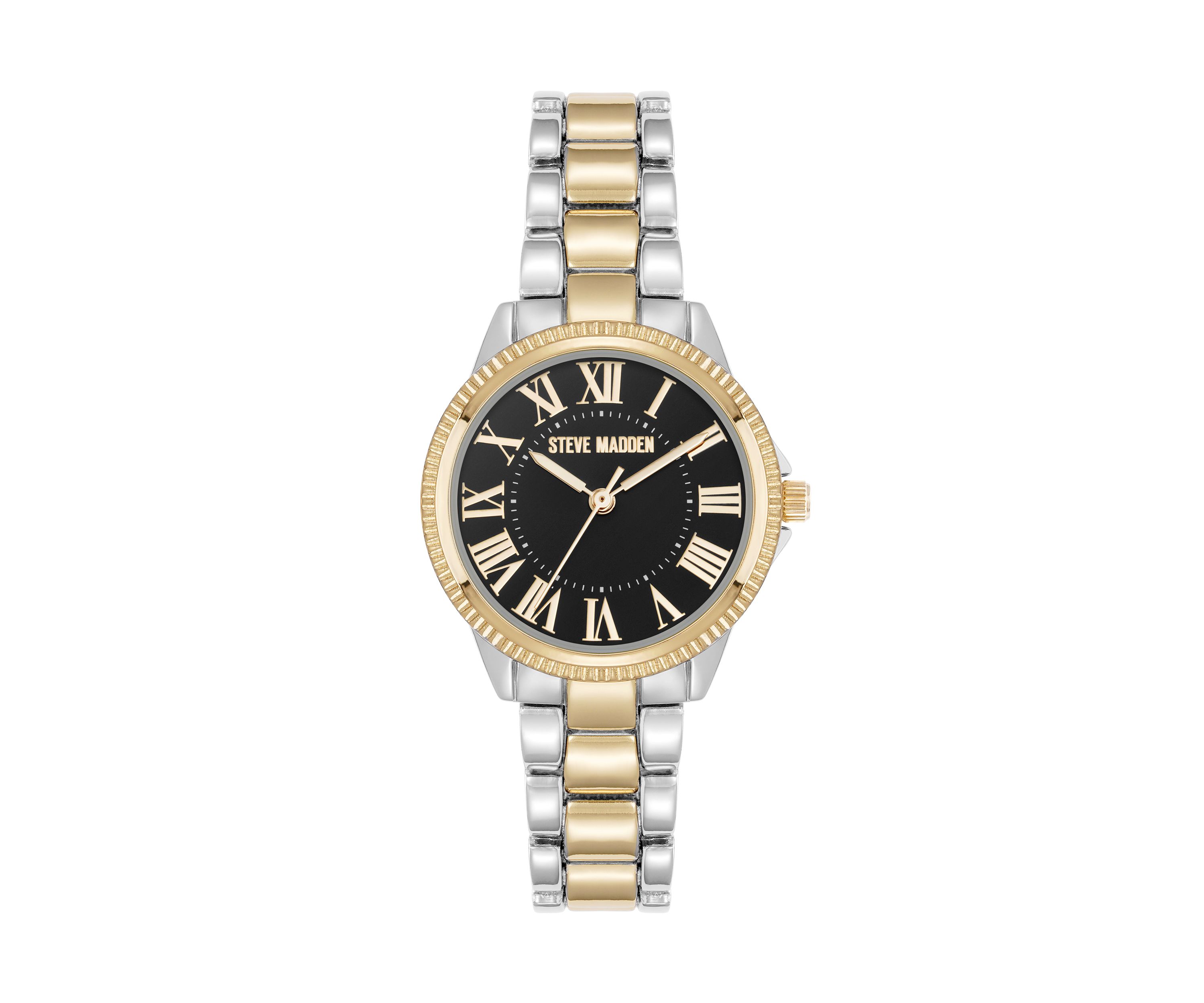 Roman Numeral Two-Tone Alloy Metal Bracelet Watch