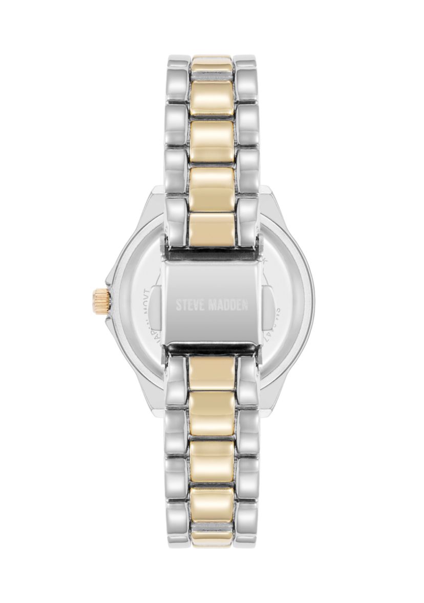 Roman Numeral Two-Tone Alloy Metal Bracelet Watch