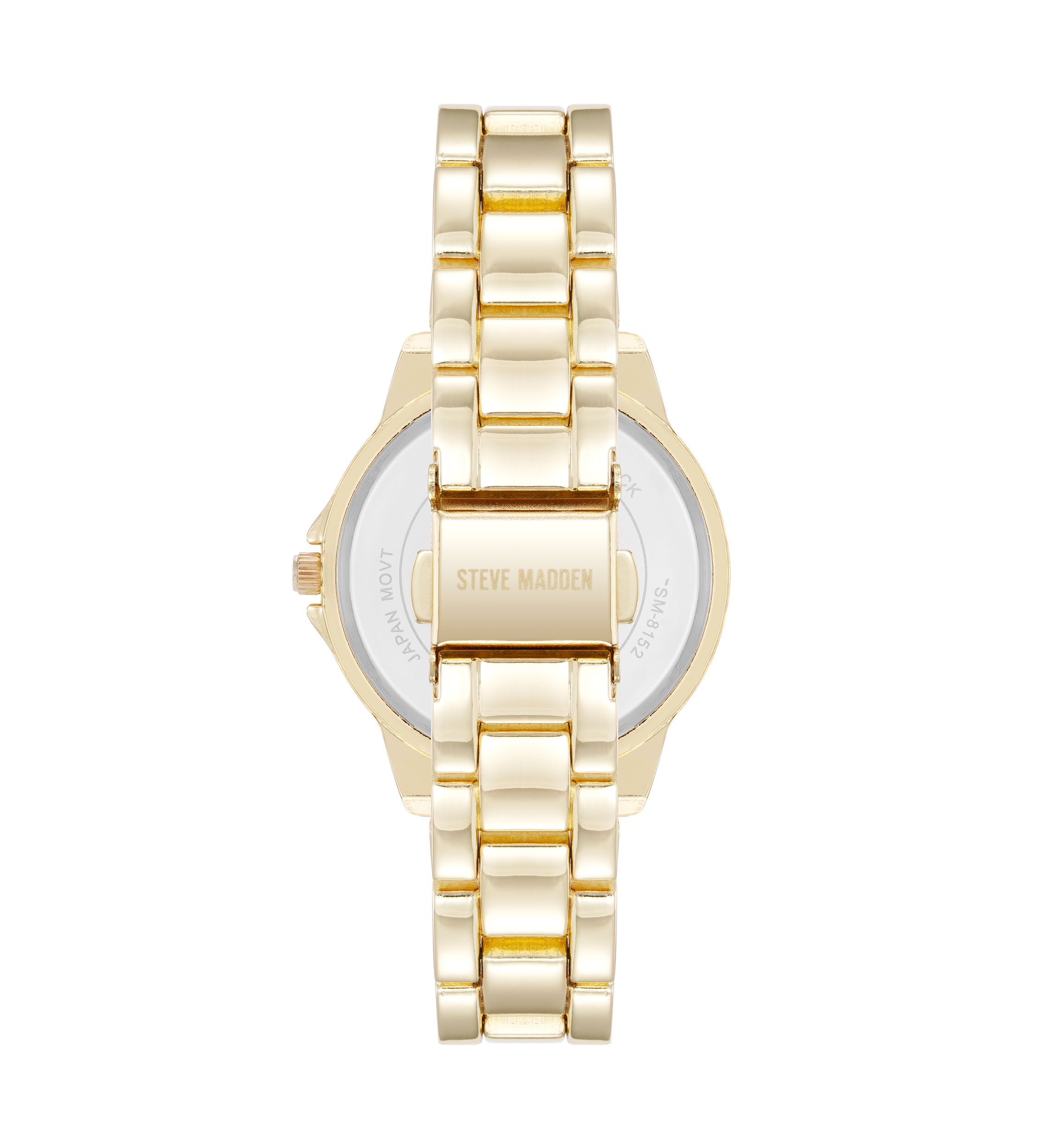 Casual Gold-Tone Alloy Metal Crystal Accented Bracelet Watch