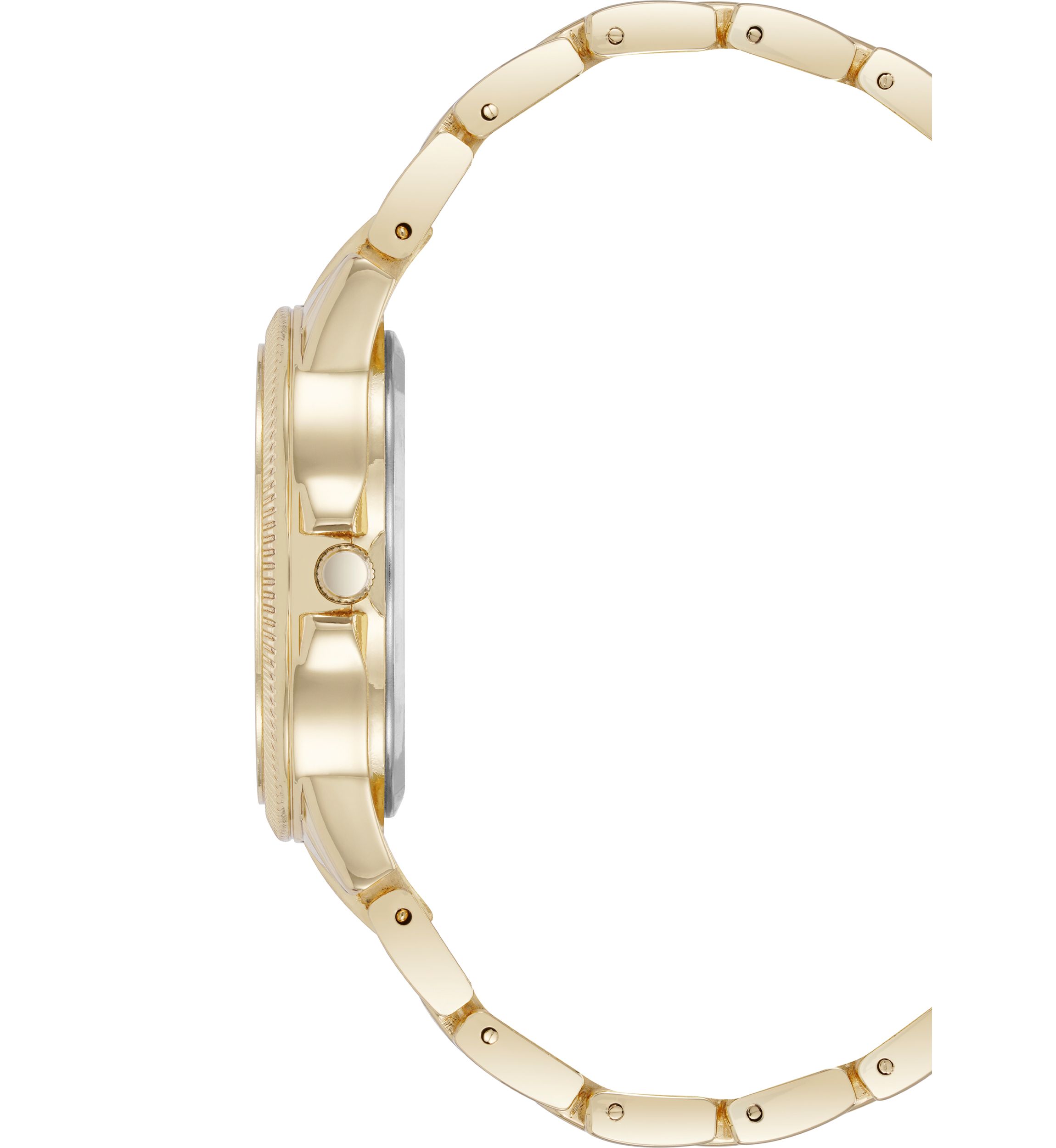 Casual Gold-Tone Alloy Metal Crystal Accented Bracelet Watch