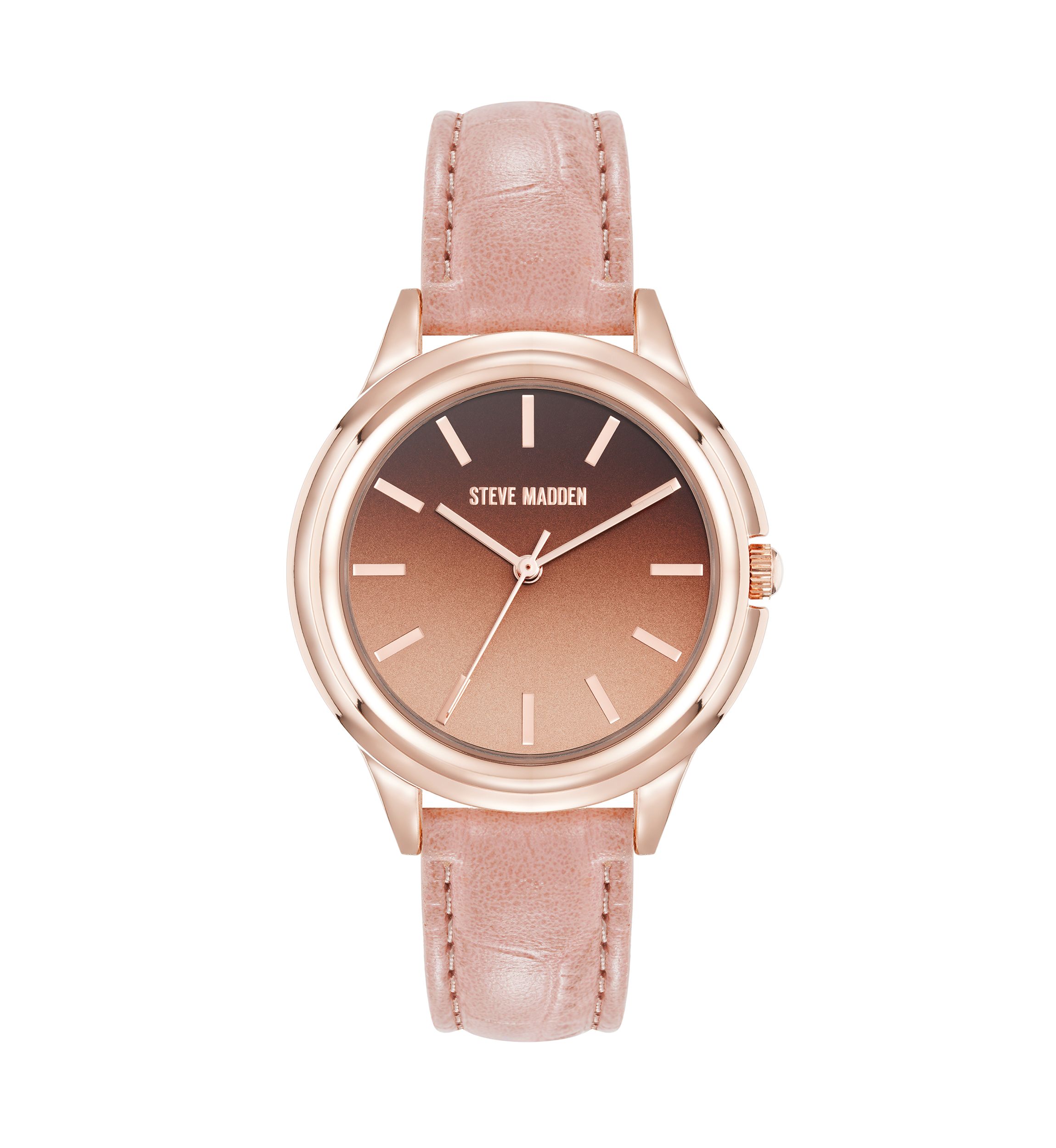  Crocograin Pattern Pink Strap Watch