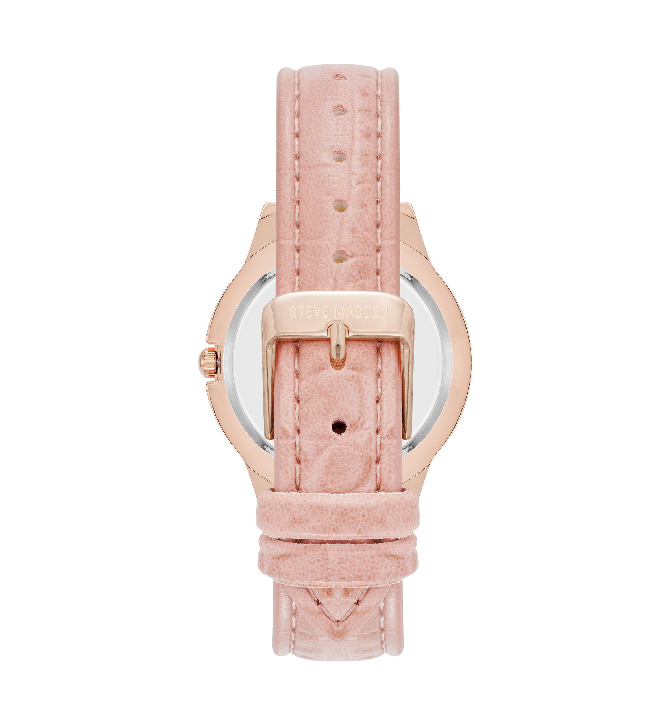  Crocograin Pattern Pink Strap Watch