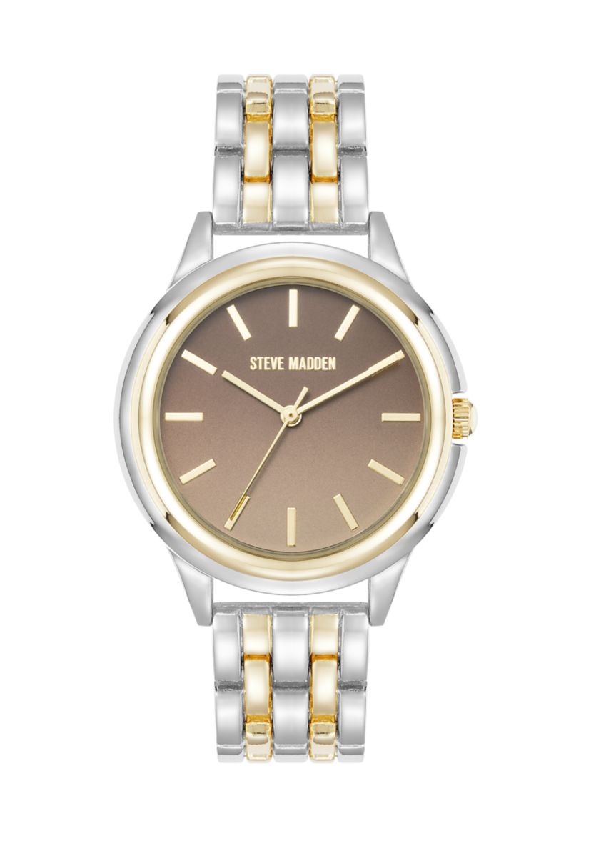 Two-Tone Alloy Metal Bracelet Watch