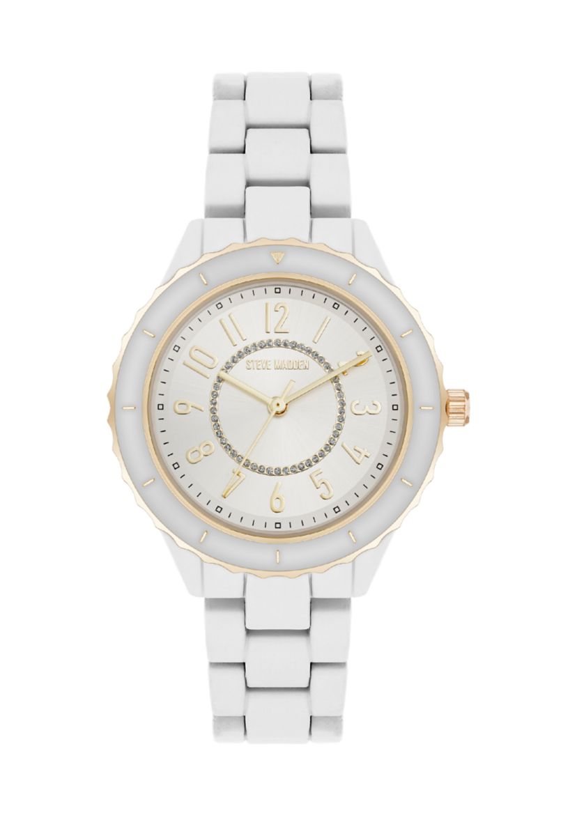 Matte White gold tone Bracelet Watch