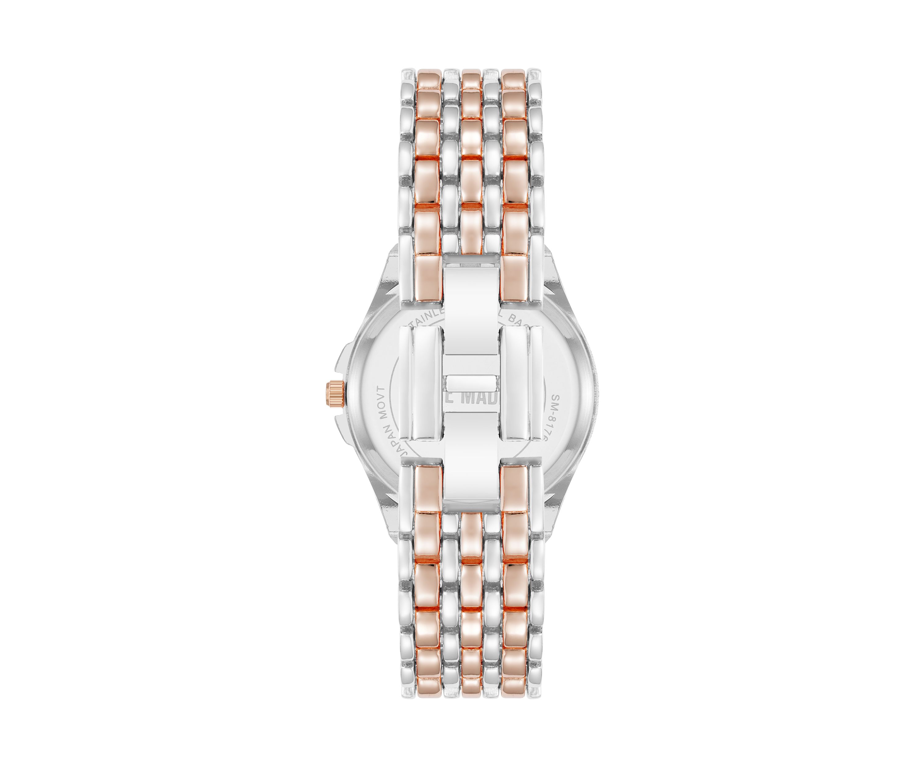 Rose Silver Tone Crystal Accented Bezel Watch