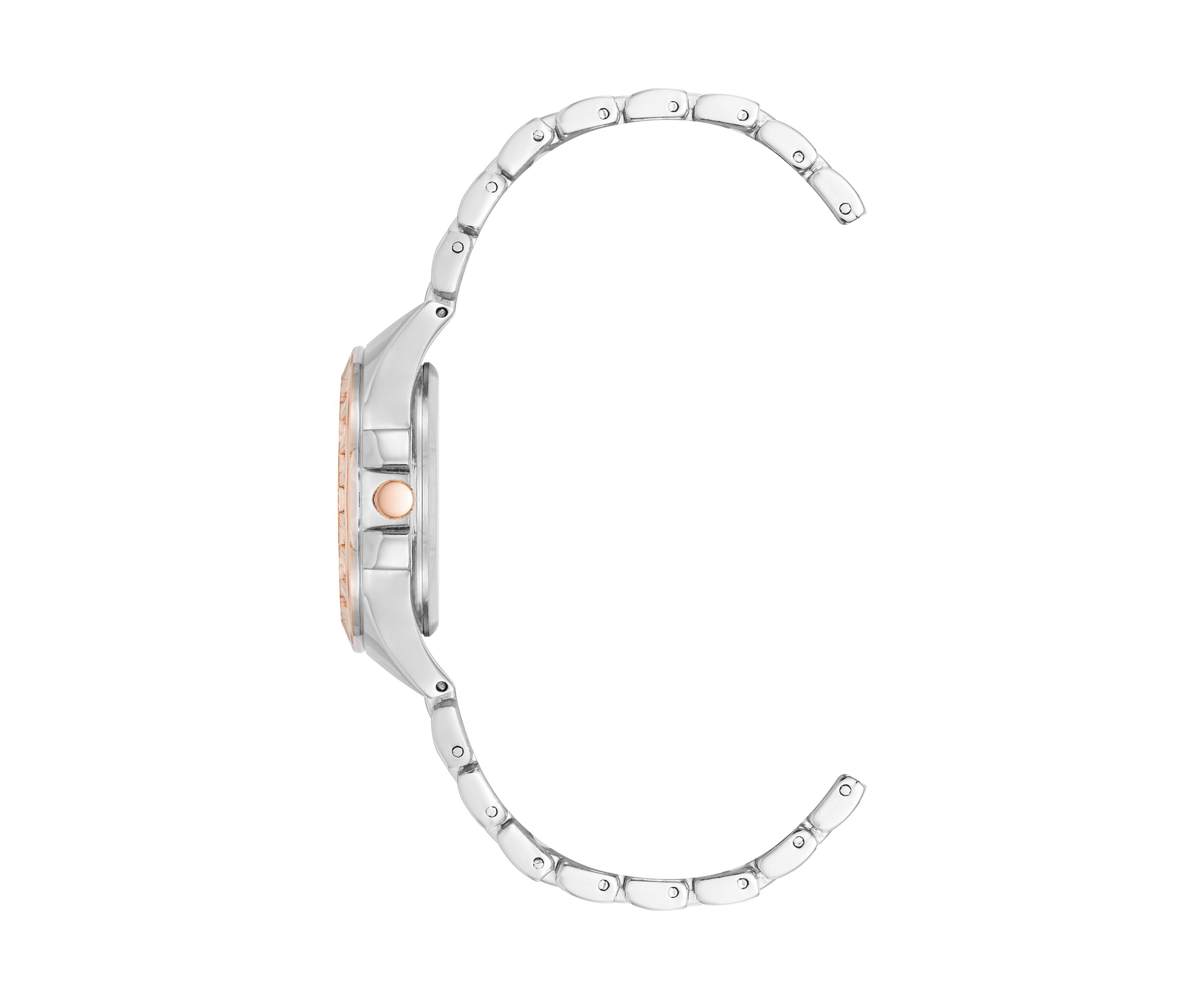 Rose Silver Tone Crystal Accented Bezel Watch