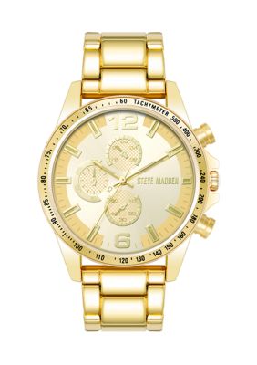 Steve Madden Men's Contemporary Gold Tone Alloy Metal Watch