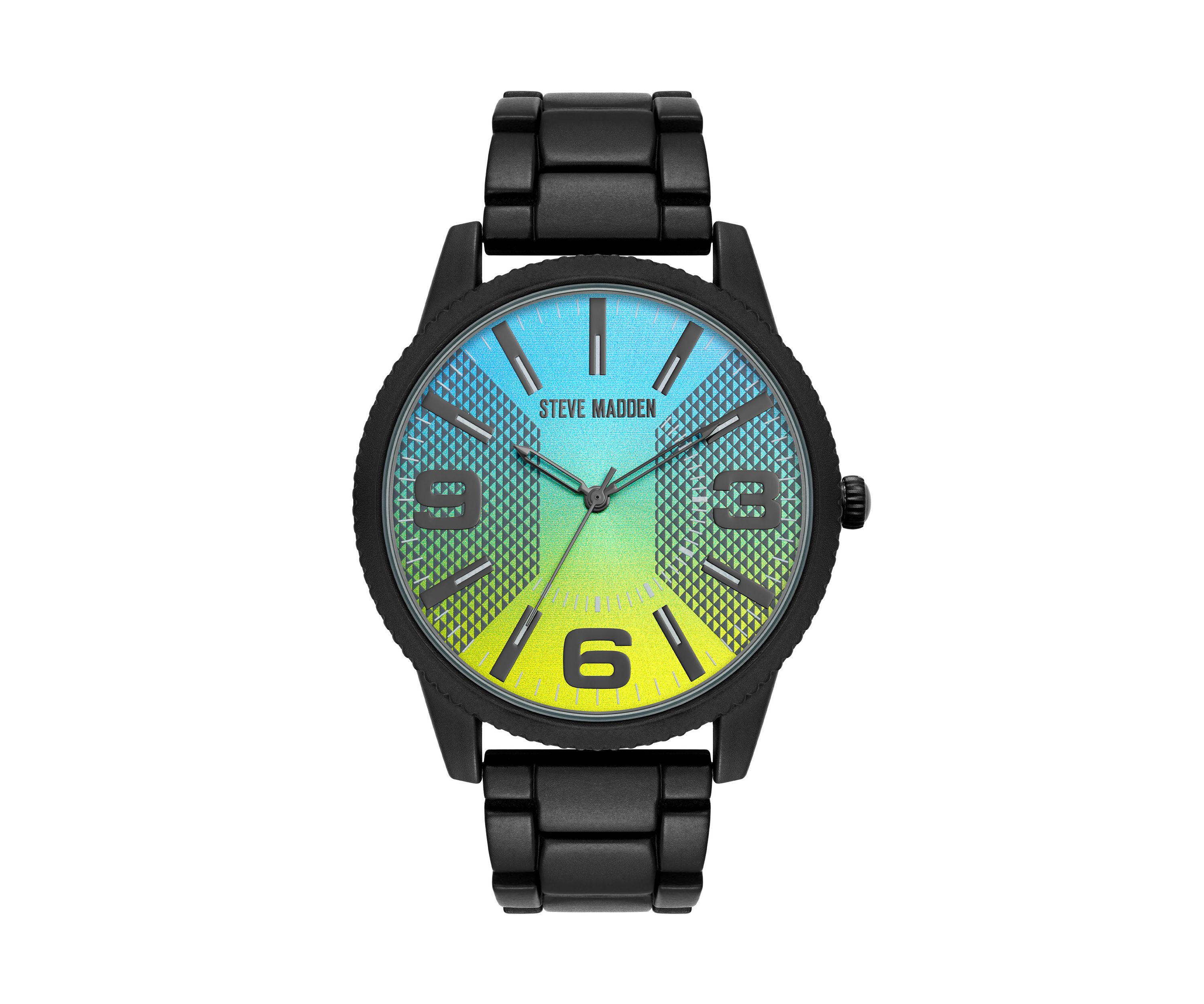 Contemporary Black Alloy Metal Watch