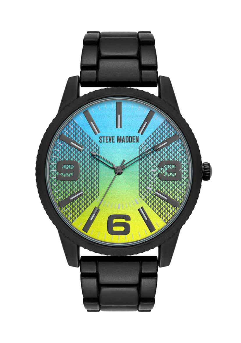 Contemporary Black Alloy Metal Watch