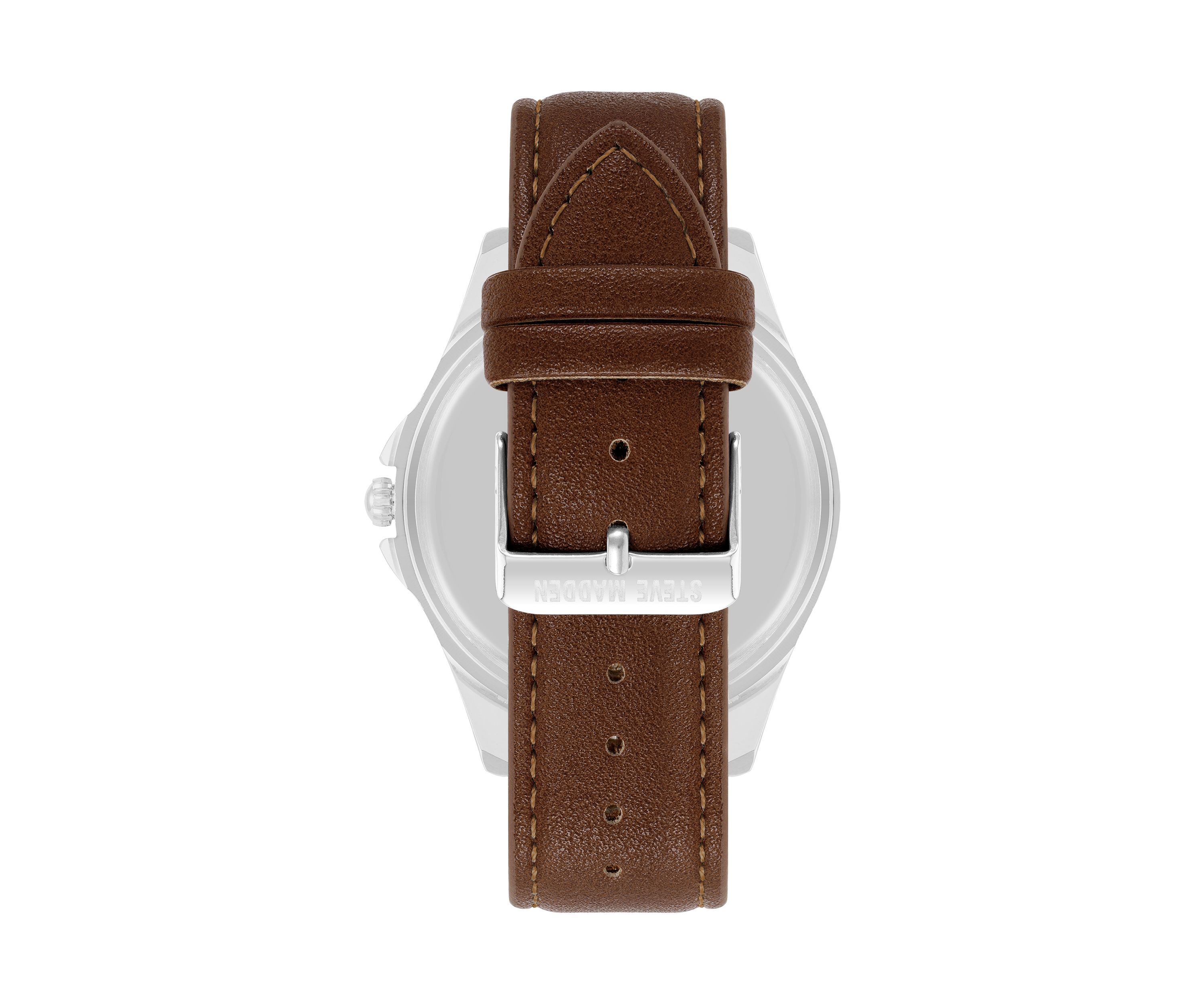 Signature Green and Brown Faux Leather Silver Tone Alloy Metal Watch