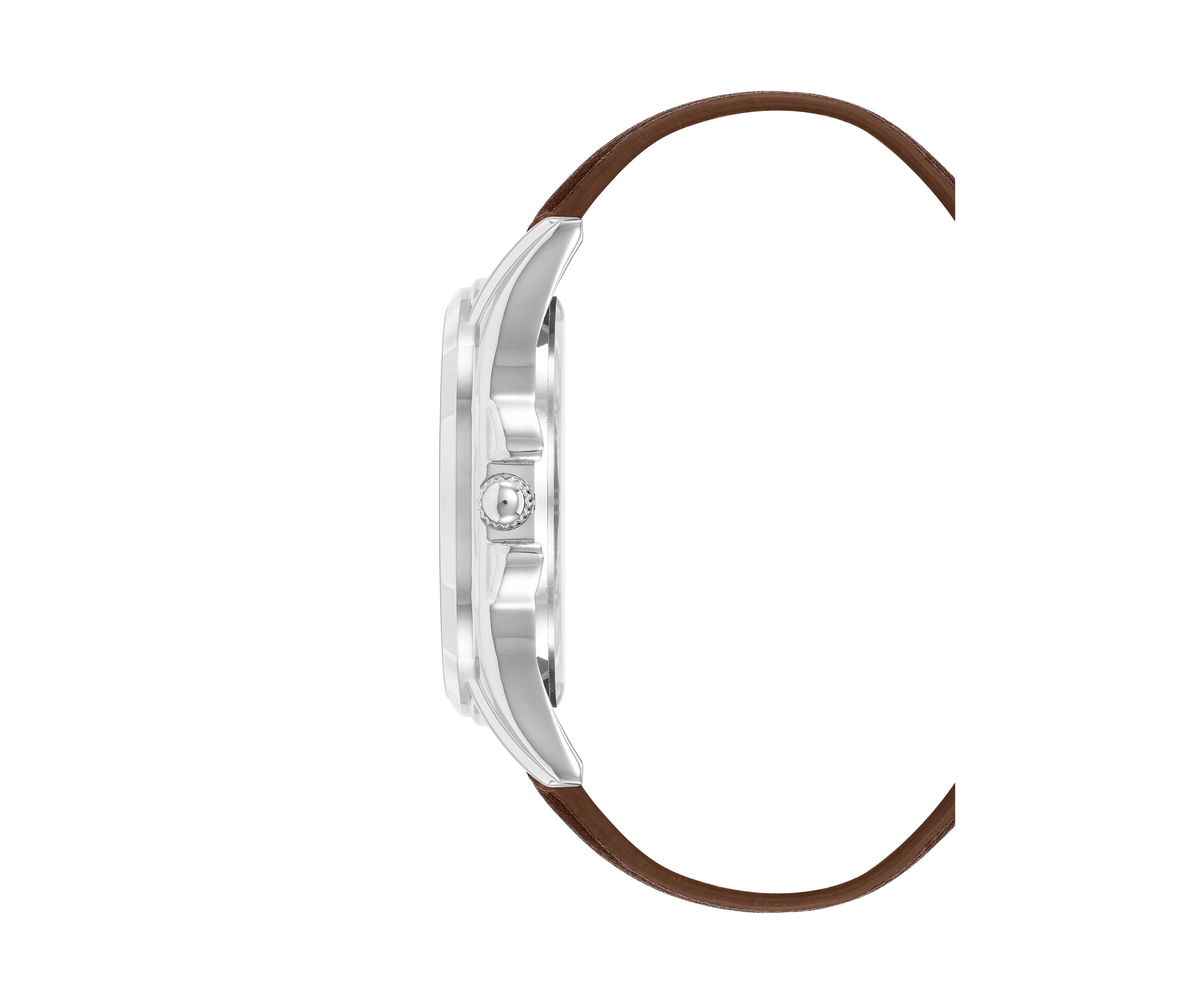 Signature Green and Brown Faux Leather Silver Tone Alloy Metal Watch